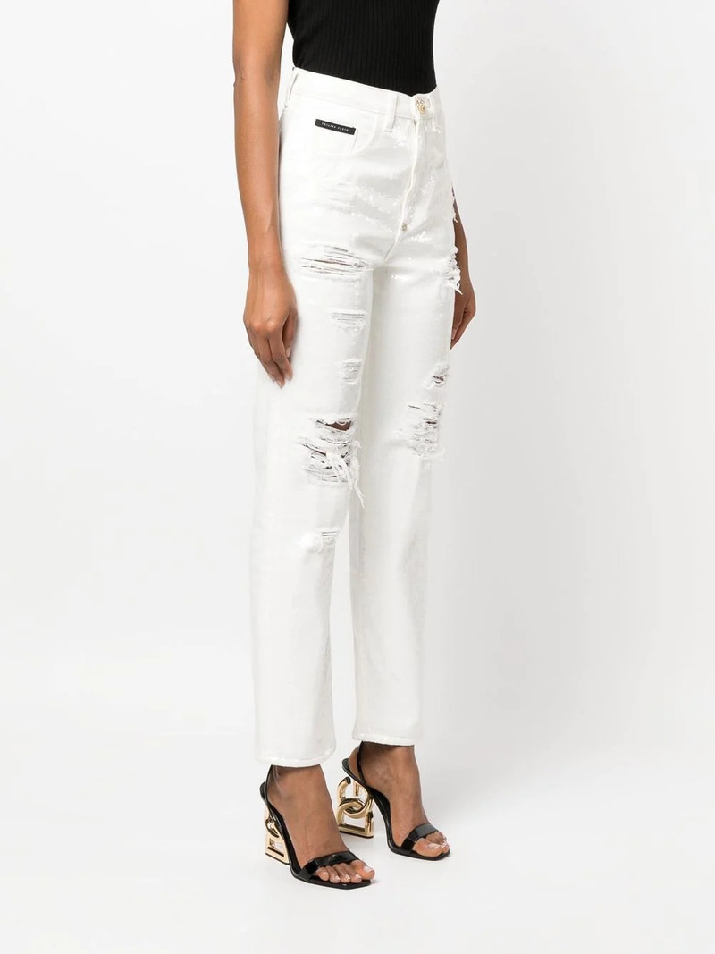 Paillettes Mom-fit distressed jeans 3