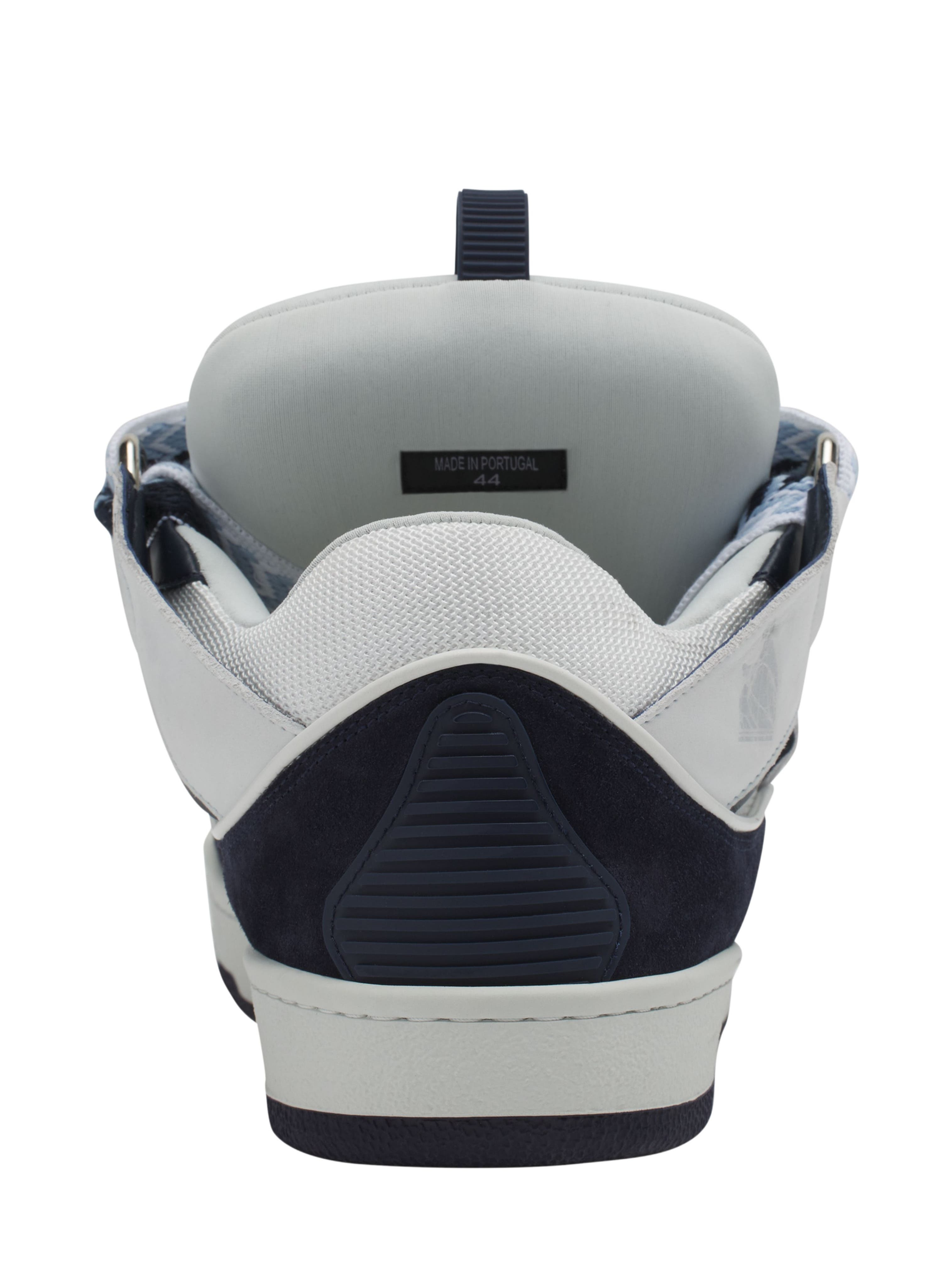 Lanvin Curb Leather Sneakers in White/navy Blue at Nordstrom - 3