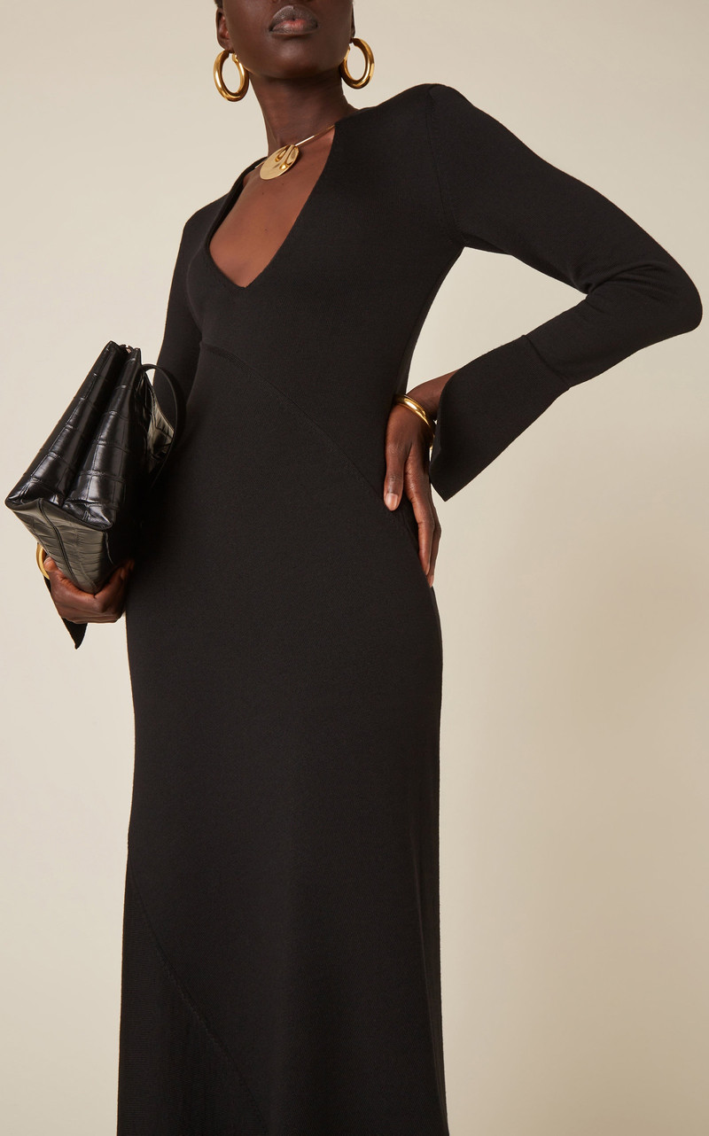 Necklace-Detailed Wool Midi Dress black 3