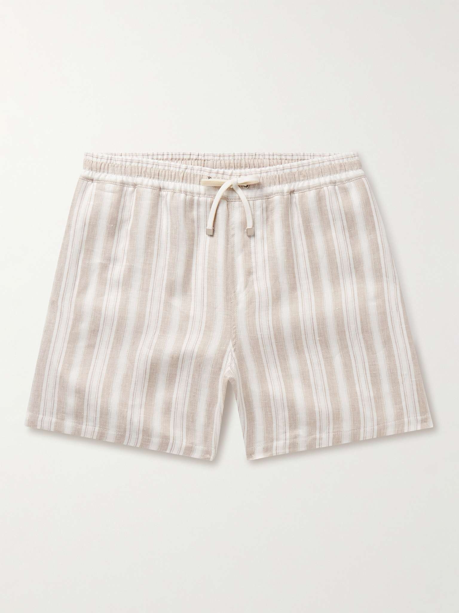 Bermuda Bay Straight-Leg Striped Linen Drawstring Shorts - 1