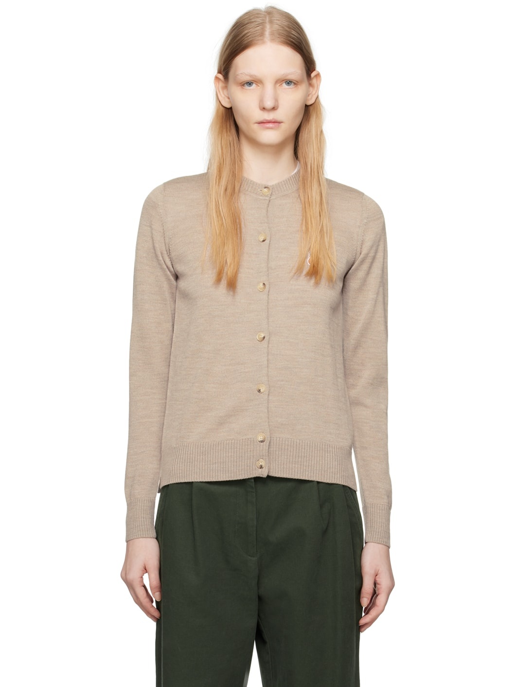 Beige Fox Head Cardigan - 1