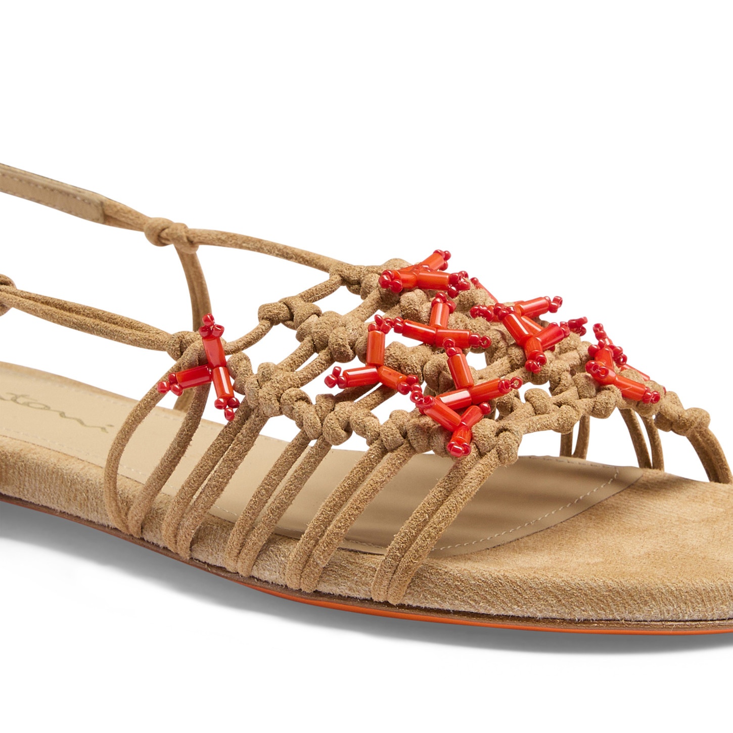 Women's beige suede and corals sandal - 6
