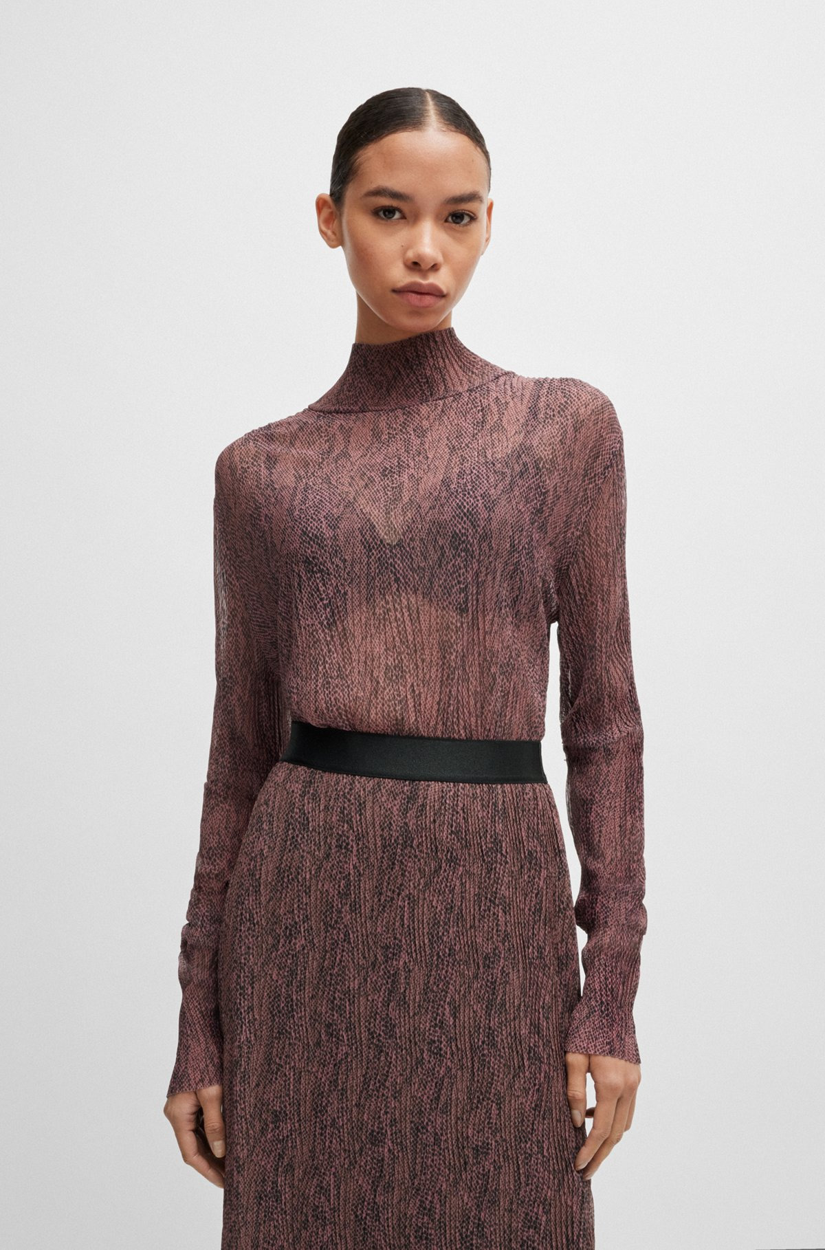 HIGH-NECK TOP IN PLISSÉ TULLE - 2
