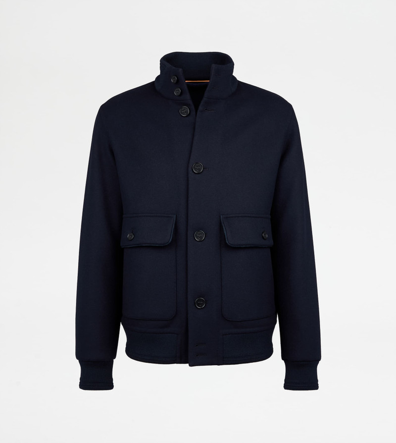 BOMBER JACKET IN WOOL DOUBLE FABRIC - BLUE 1