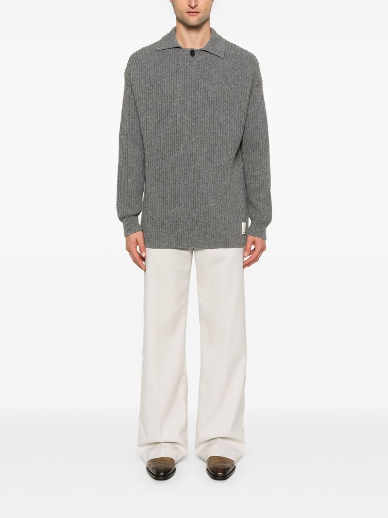EMPORIO ARMANI 늑골 니트 폴로 셔츠 outlook