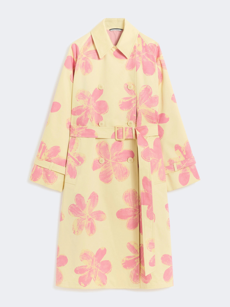 WKSRADIOSO Midi trench coat in patterned water-repellent gabardine - YELLOW 1