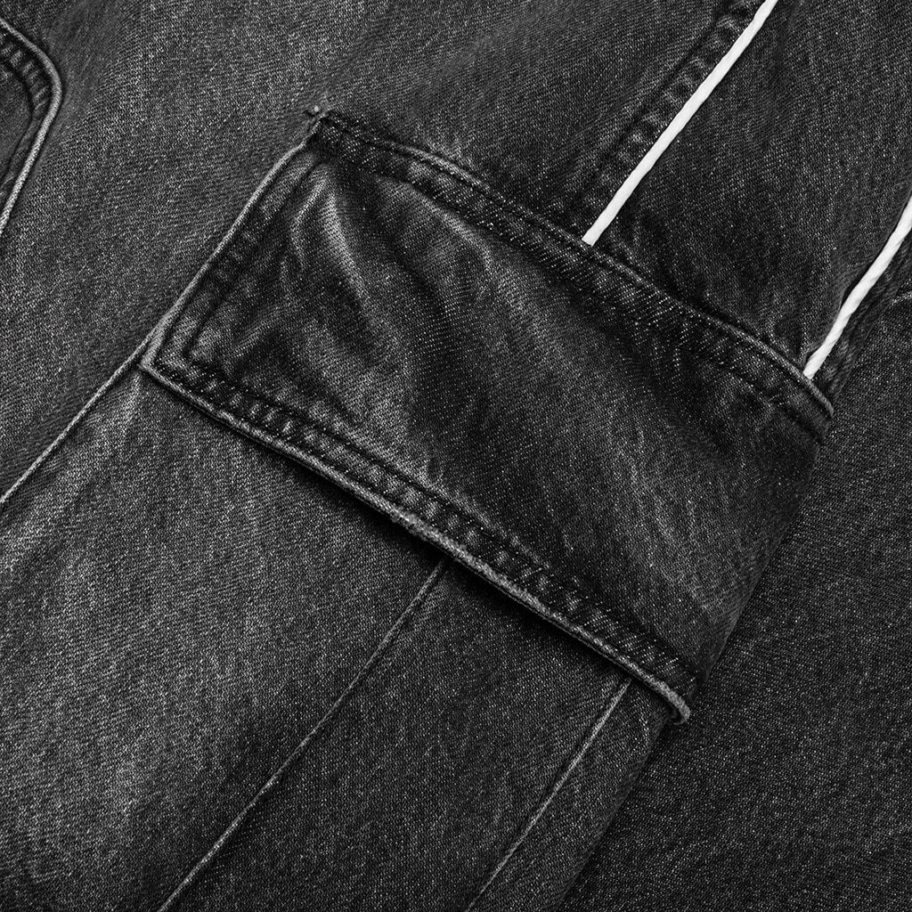 DENIM TRACK LOGO CARGO PANTS - DARK WASH - 4