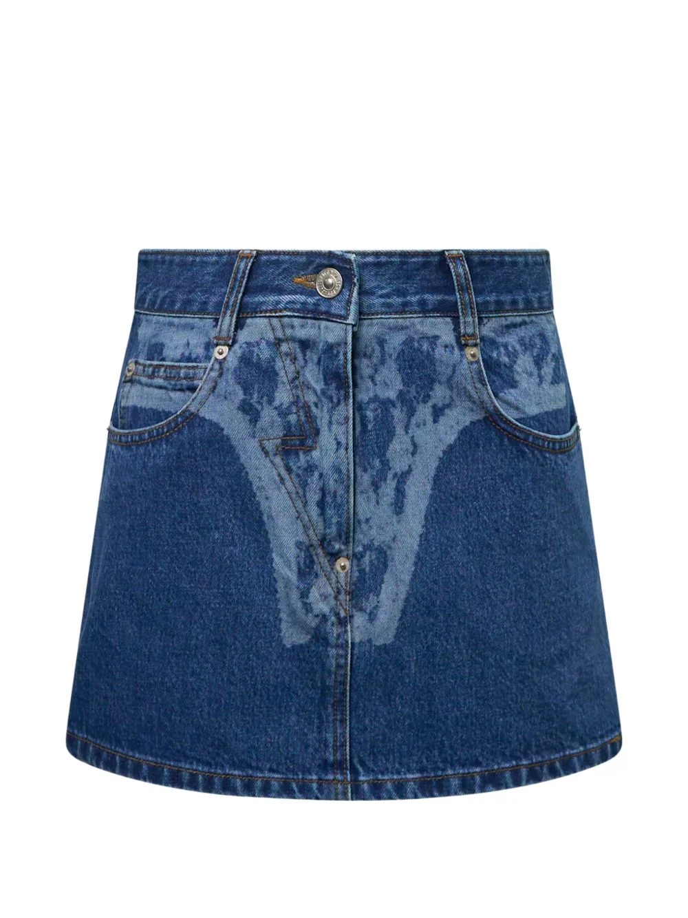 printed denim mini skirt - 1