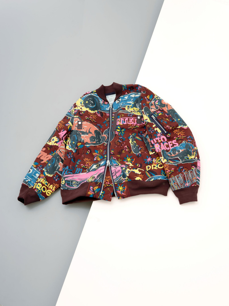 sacai Car Race / Tropical Print Blouson outlook