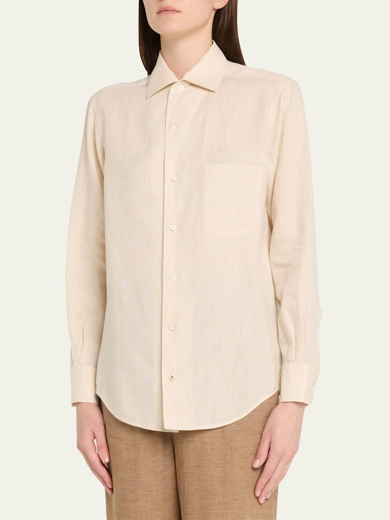 Loro Piana Andre Button Down Linen Solaire Shirt outlook