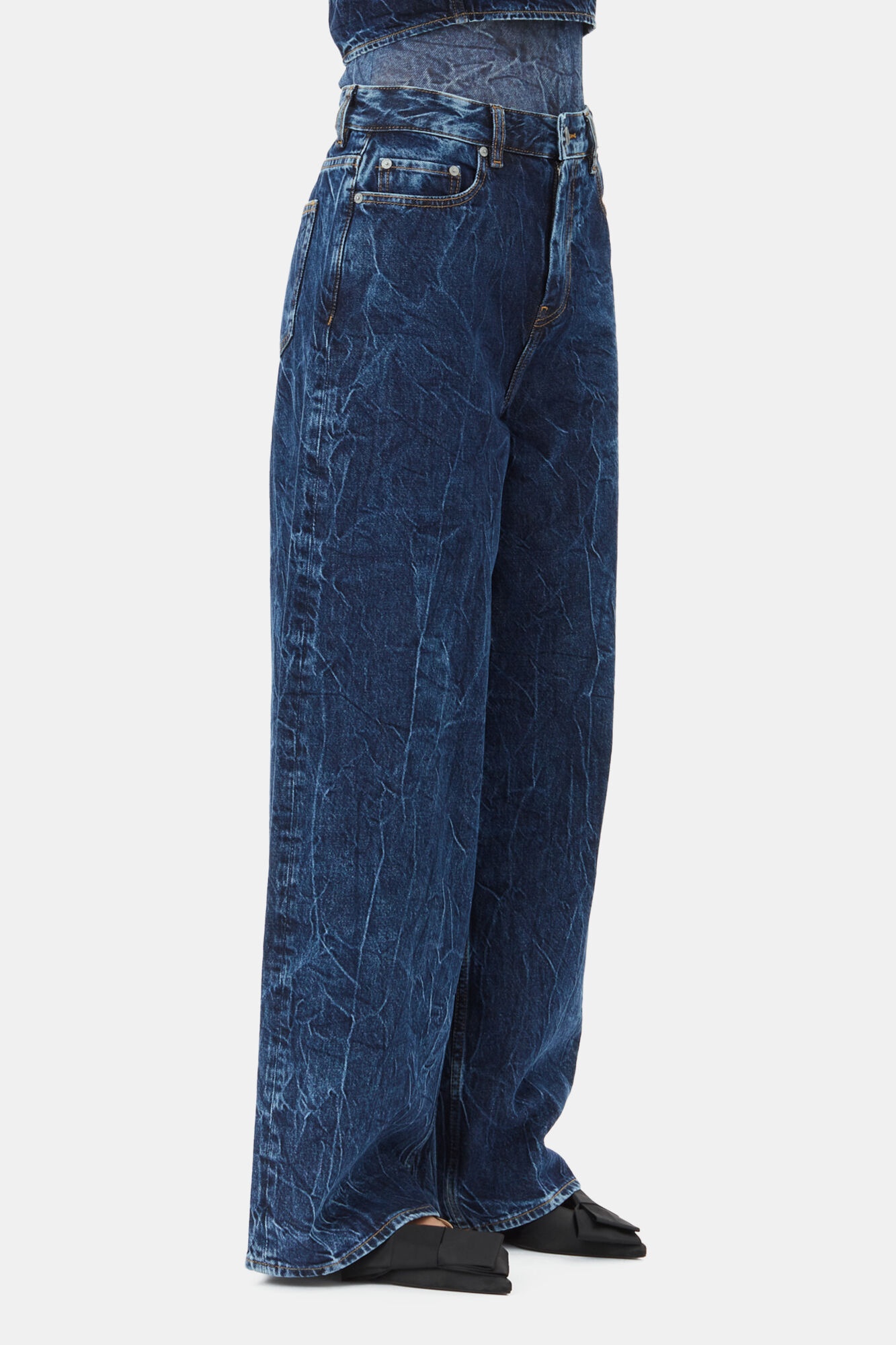 BLUE CRINKLED FUTURE DENIM MARRI JEANS - 3