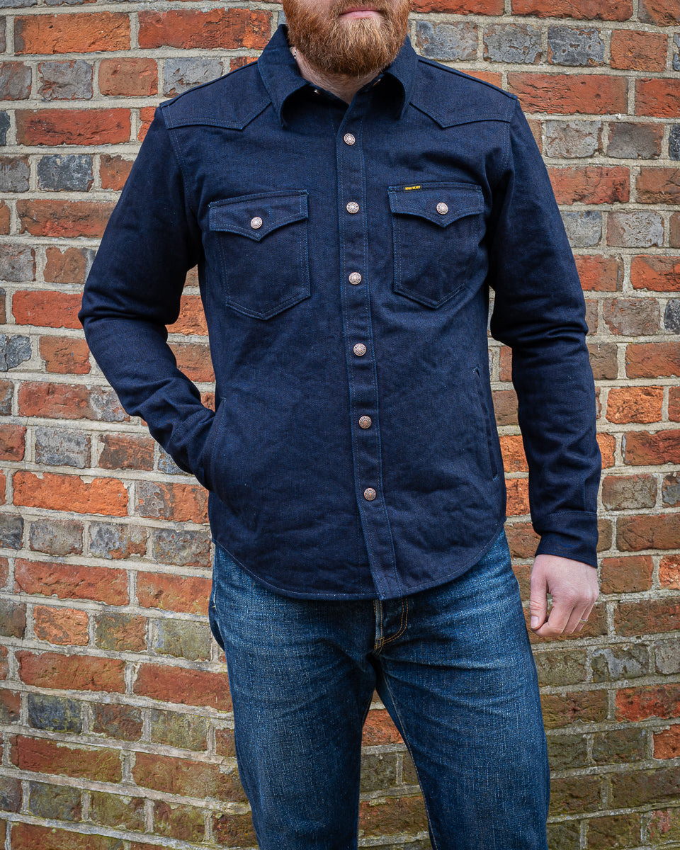 IHSH-409-IB 19oz Selvedge Denim CPO Shirt - Indigo/Black - 4