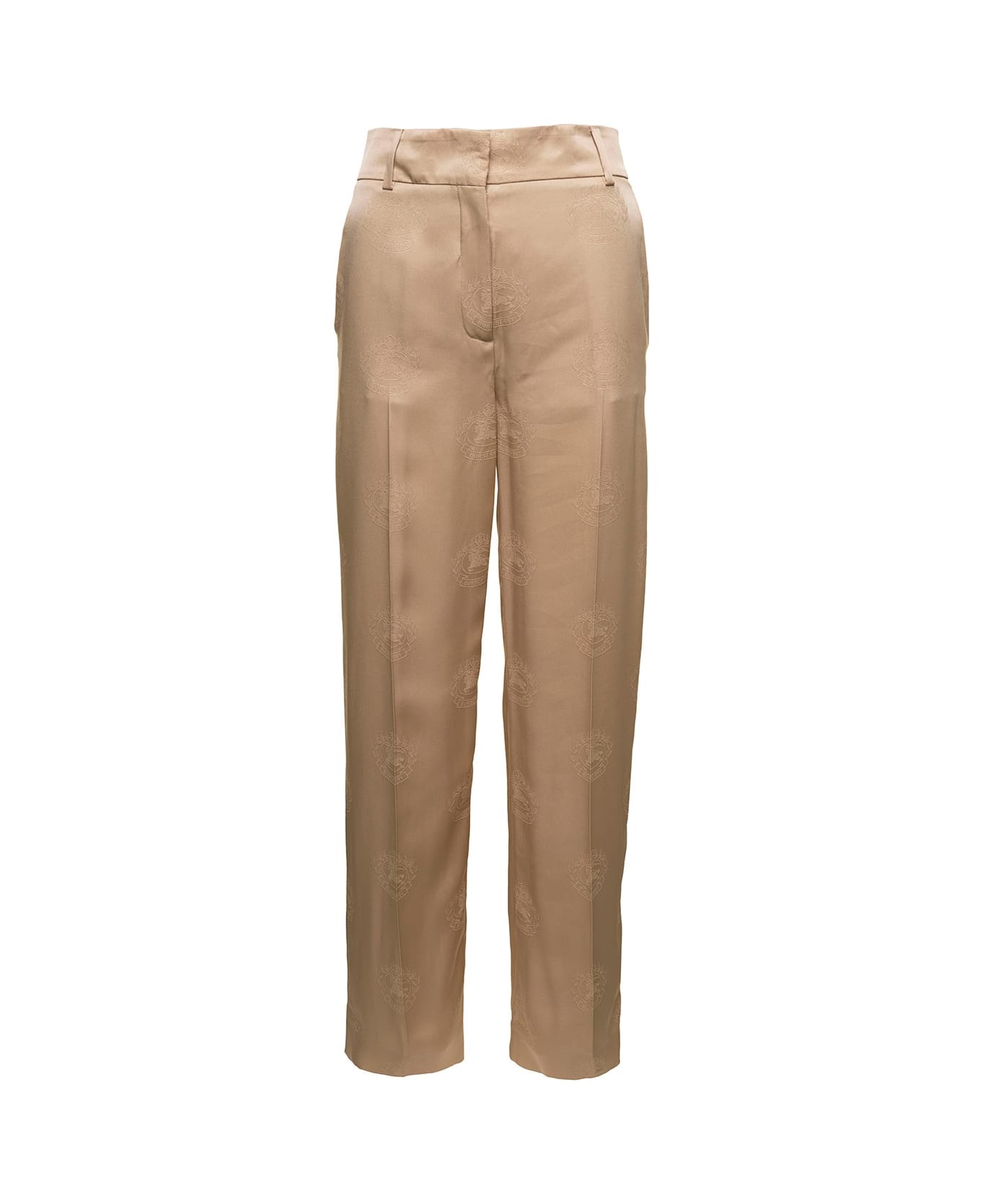 'jane' Beige High-waisted Relaxed Pants In Silk Woman - 1
