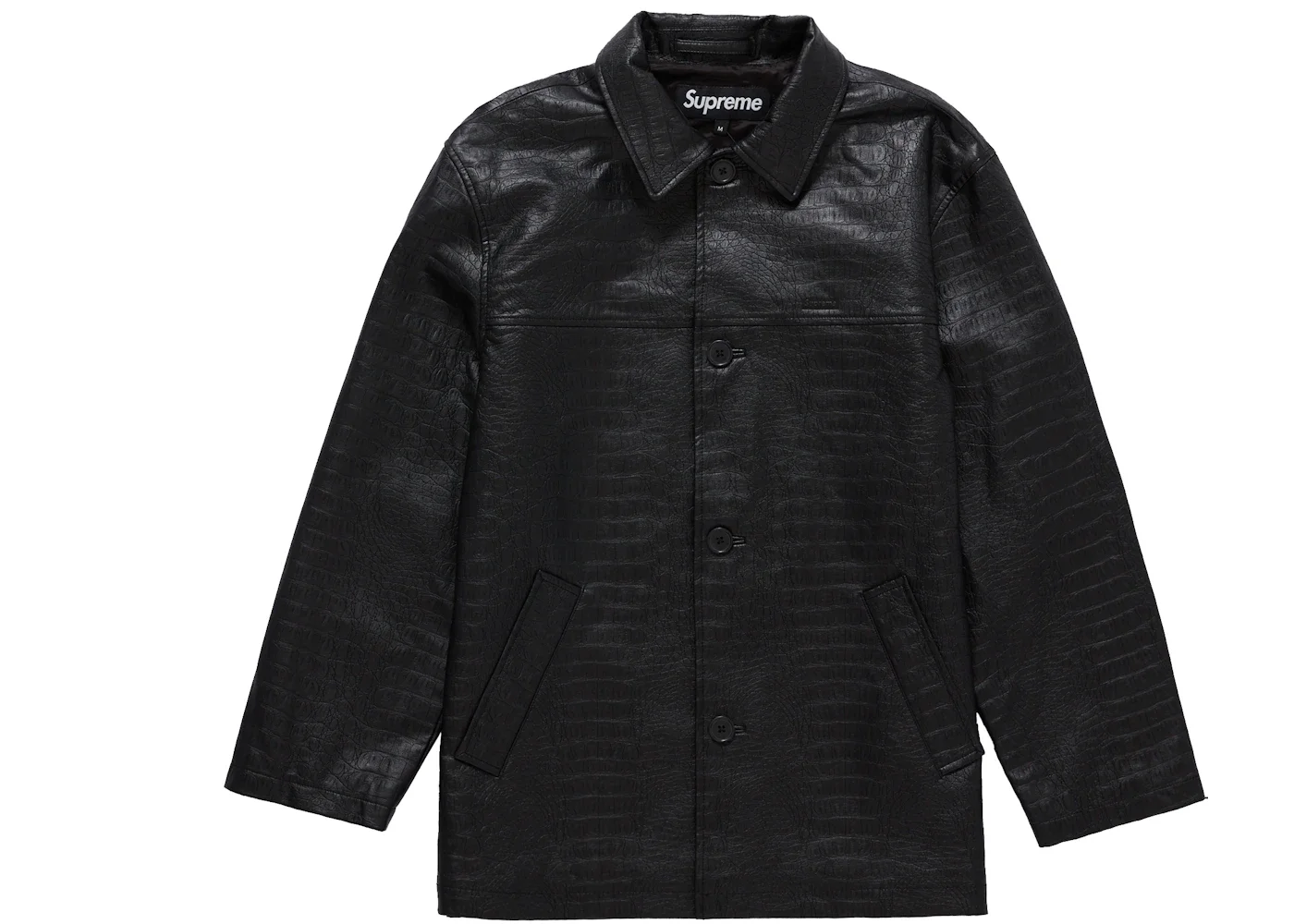 Supreme Faux Croc Car Coat Black - 1