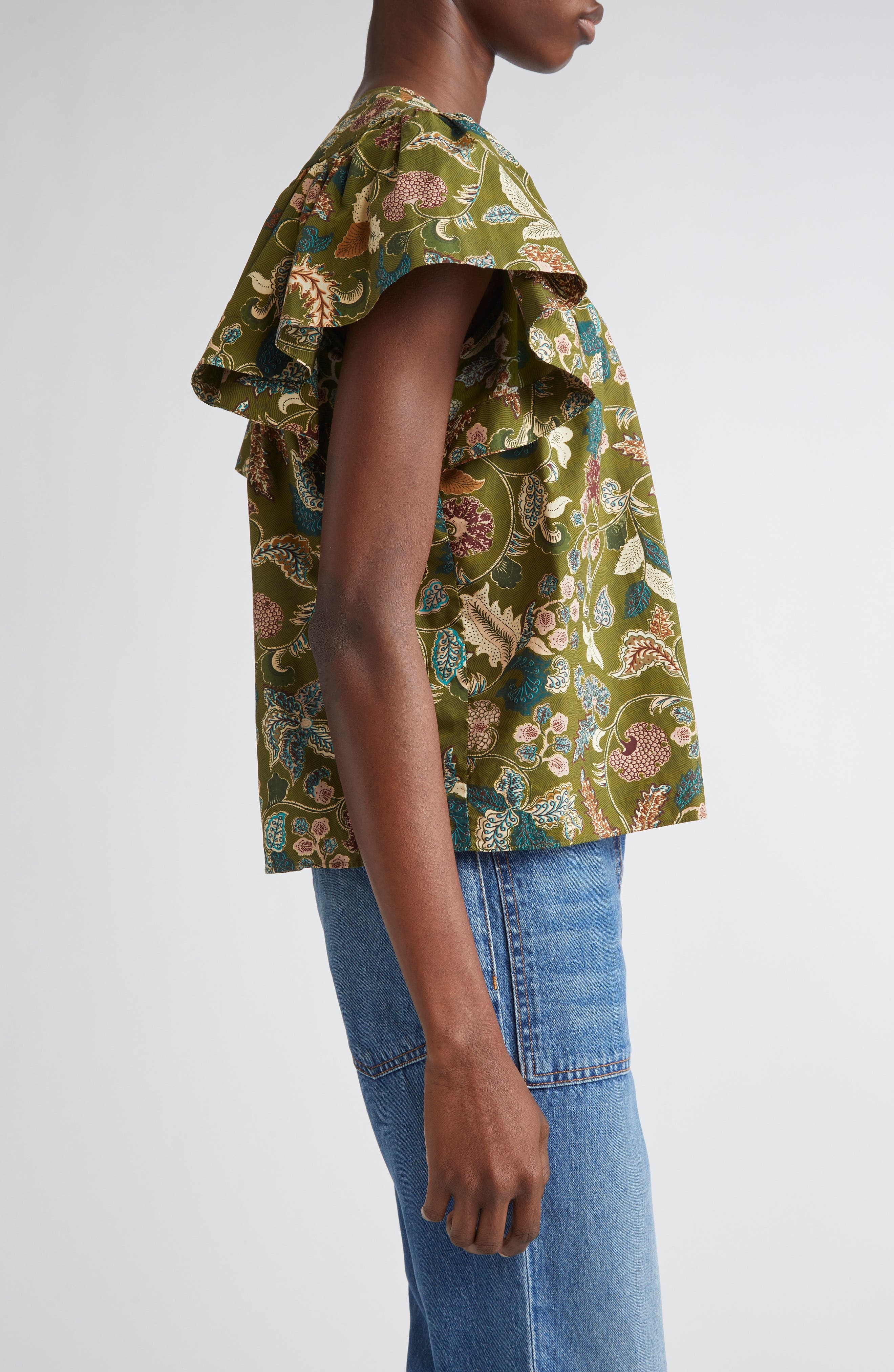 Ulla Johnson Perline Flutter Sleeve Top in Lichen at Nordstrom - 4