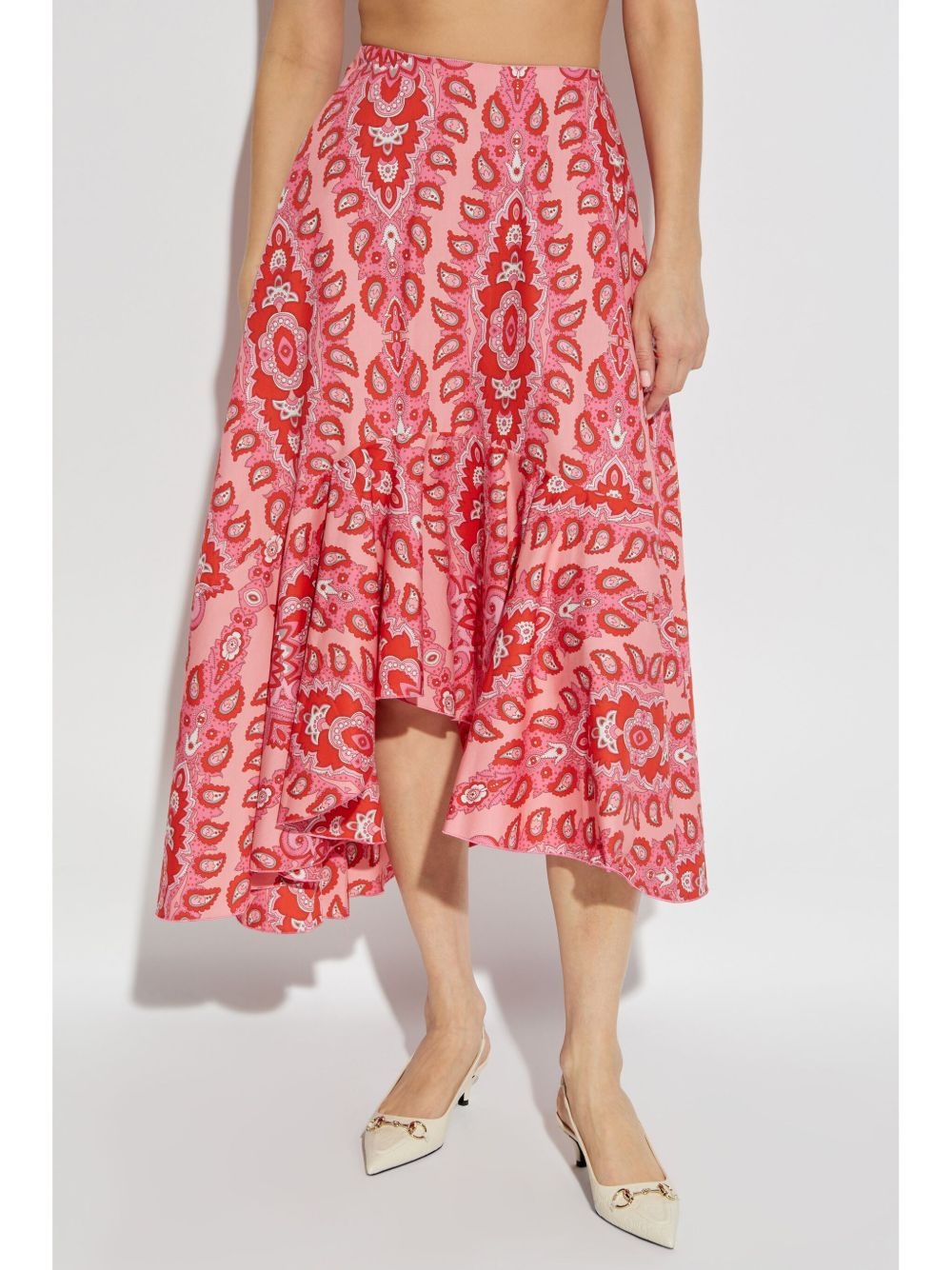 paisley-print asymmetric skirt - 3