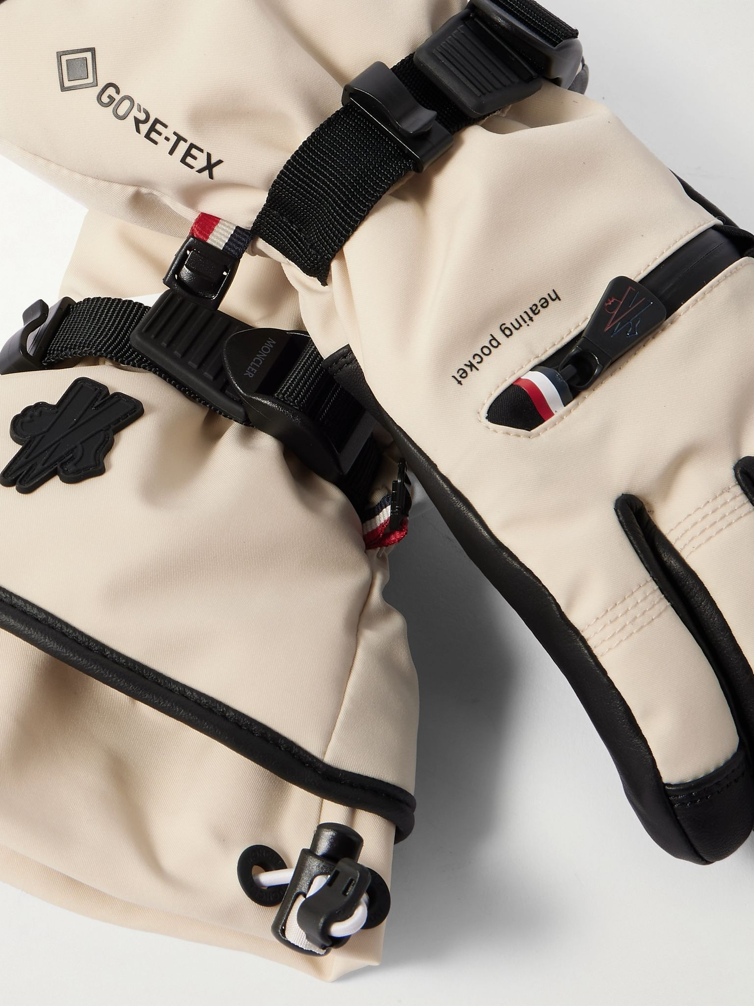 Appliquéd paneled GORE-TEX® and leather gloves White - 3