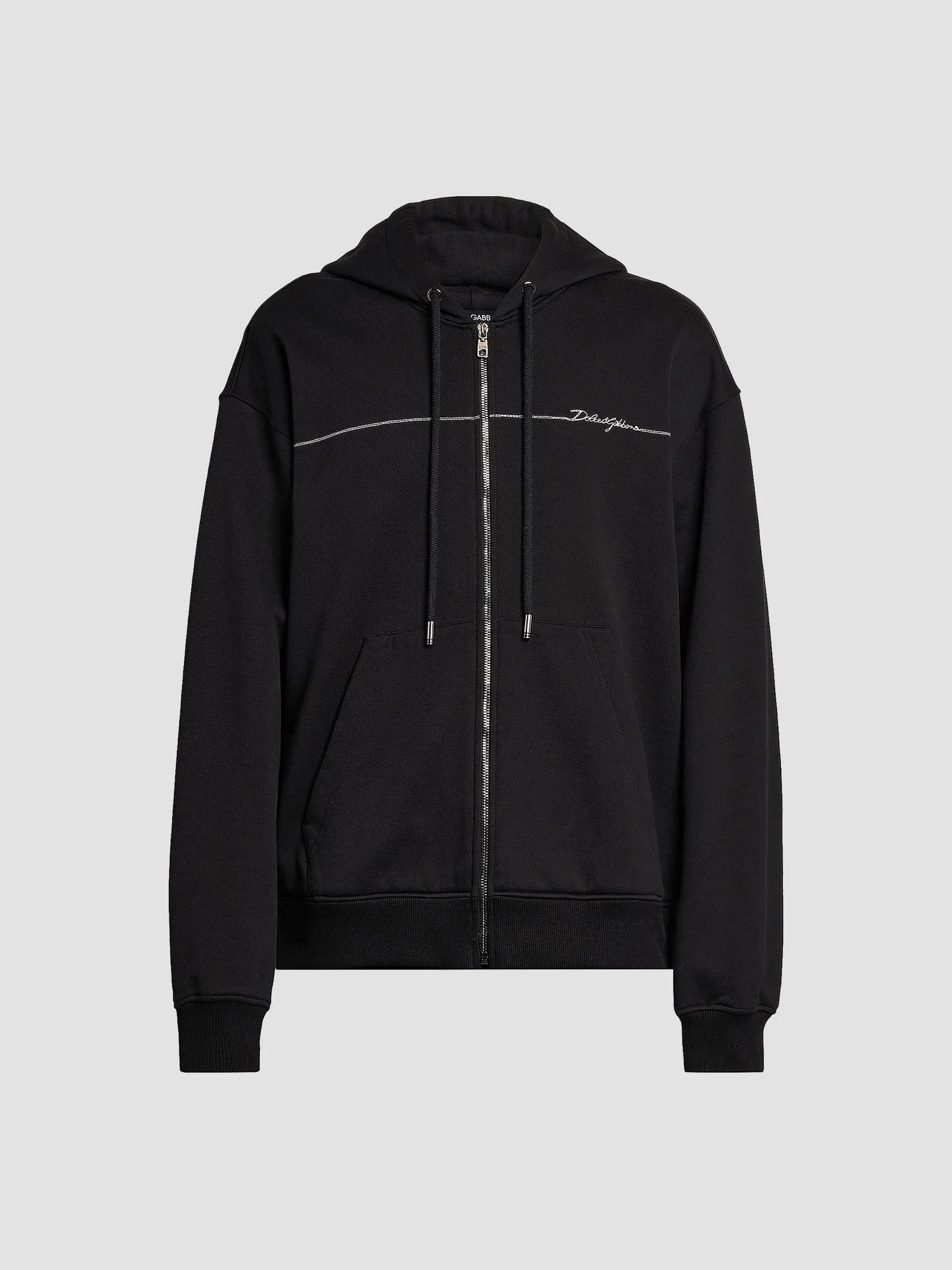 Men's Logo Cotton Zip-Front Hoodie - Nero - 1