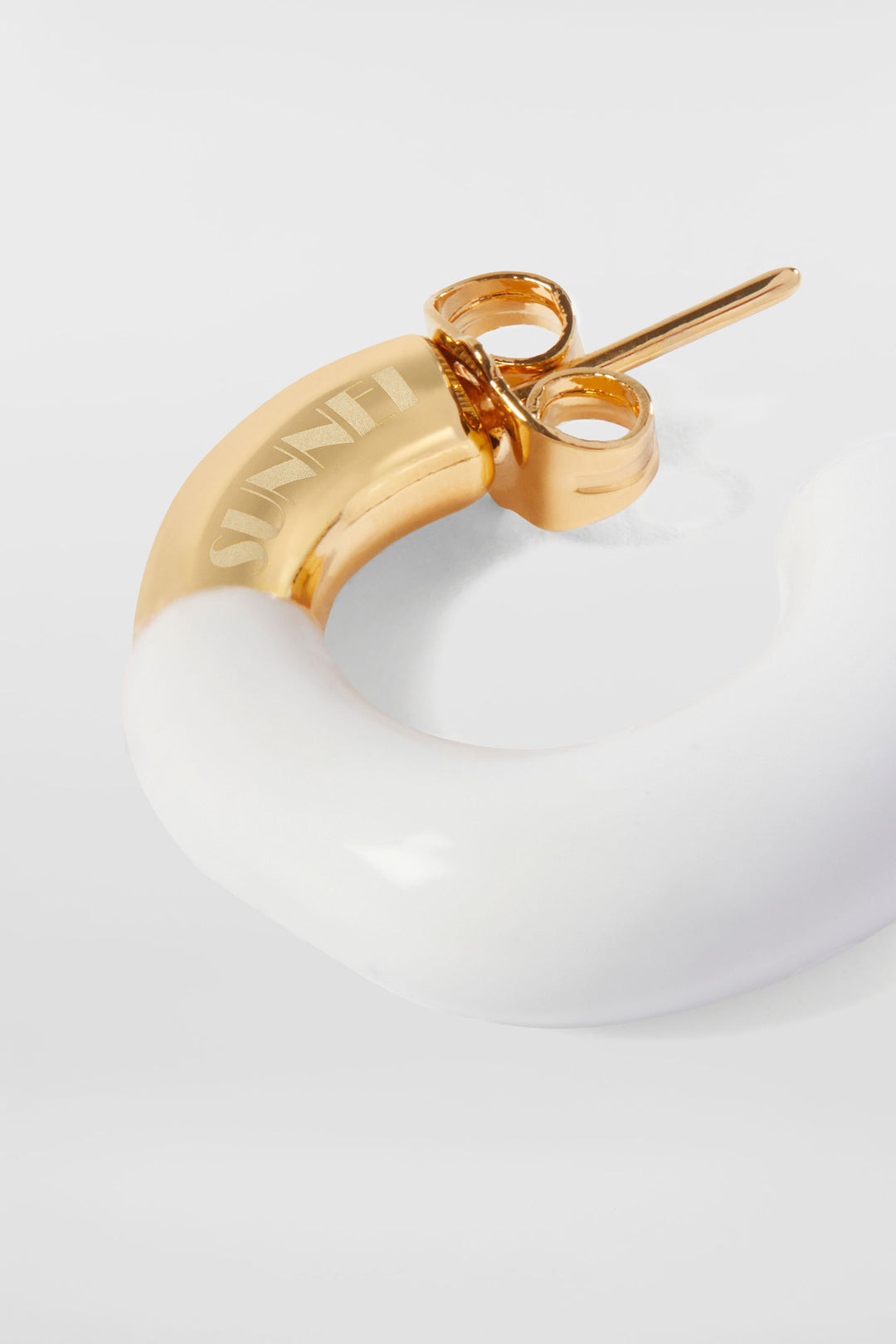 MINI RUBBERIZED EARRINGS GOLD / white - 2