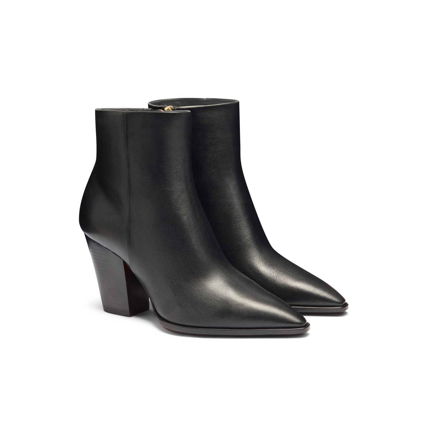Women's black leather texan ankle boot - 3