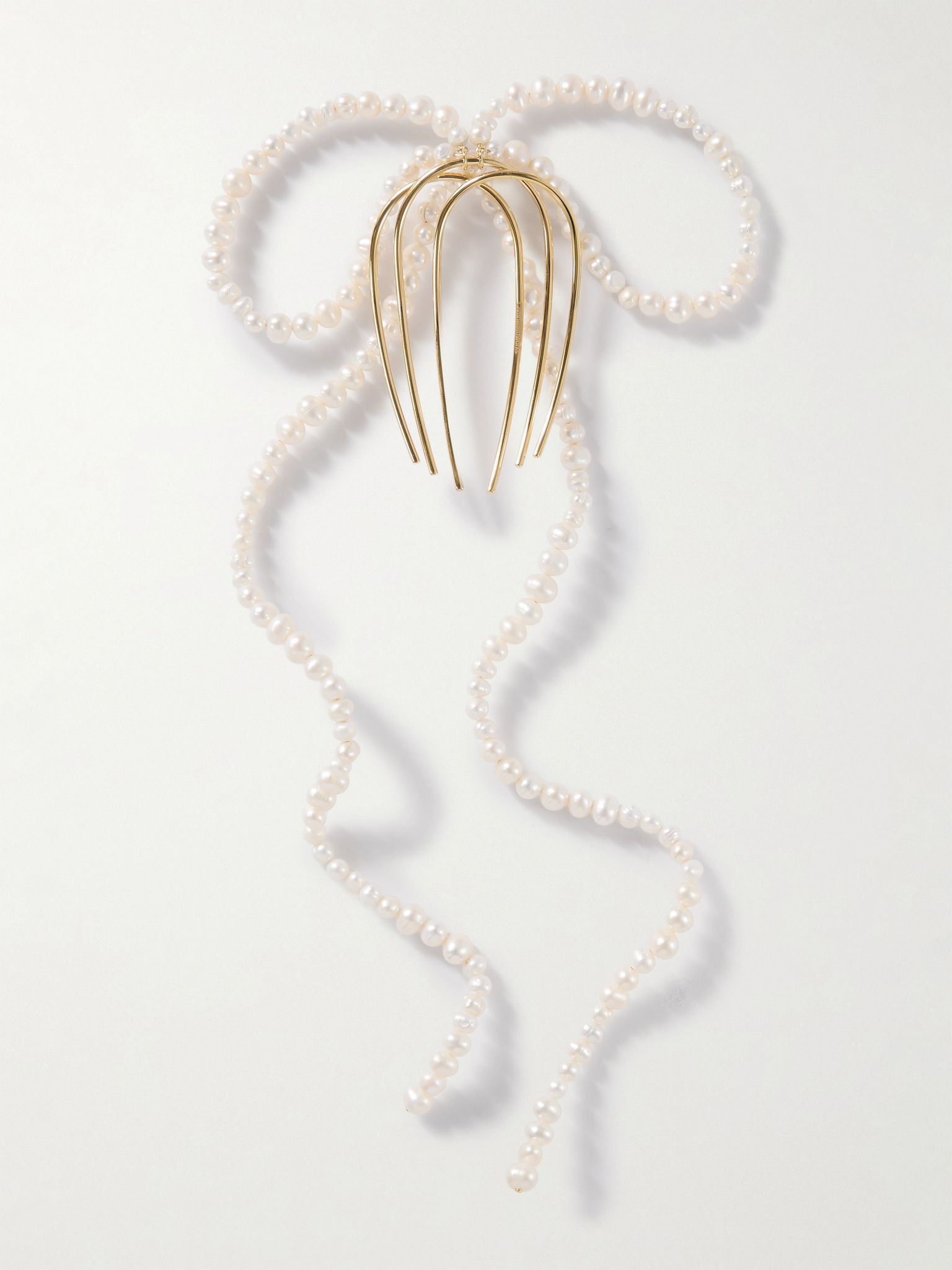Gold-plated pearl hair comb White - 3