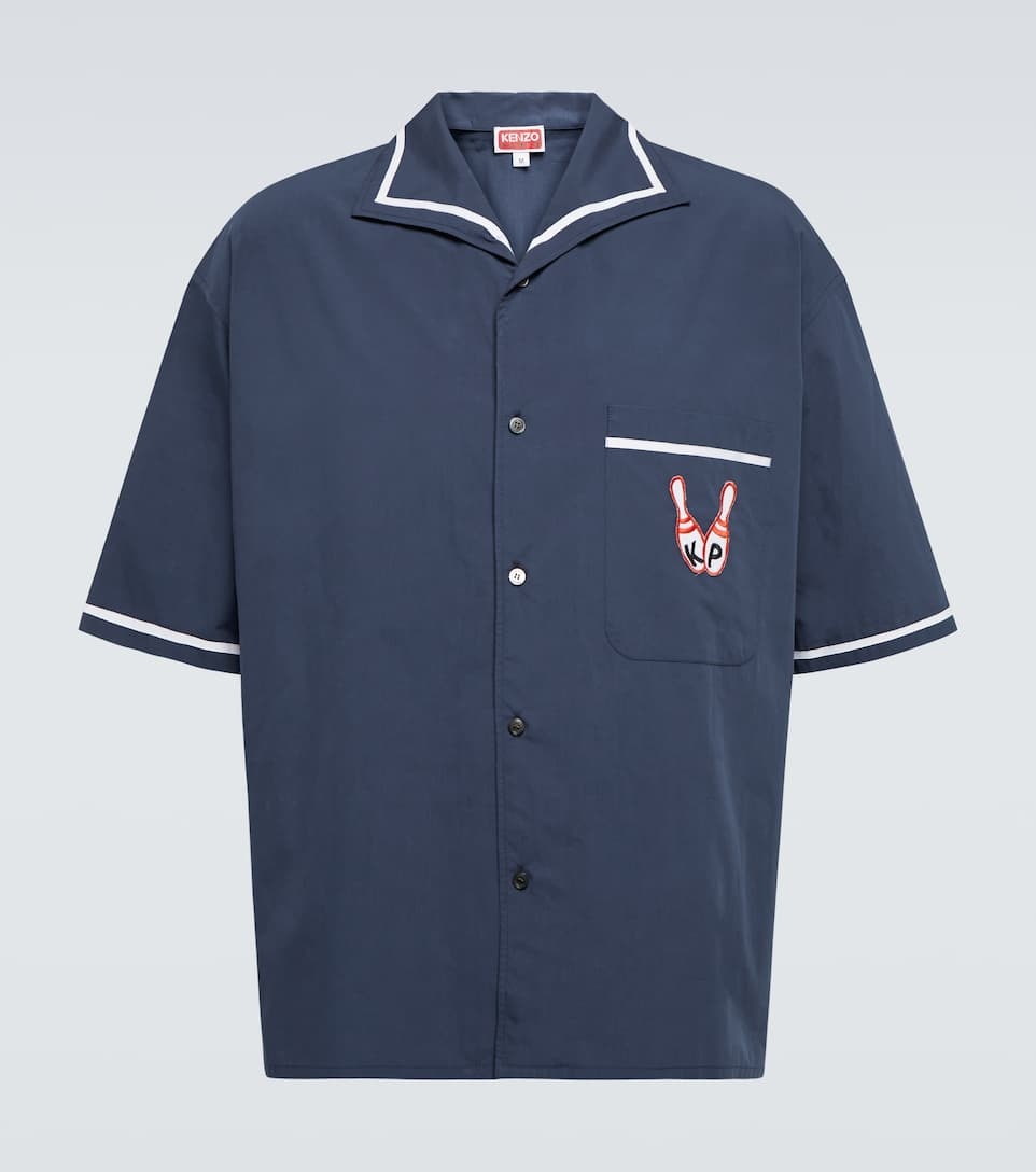 Embroidered cotton bowling shirt - 1