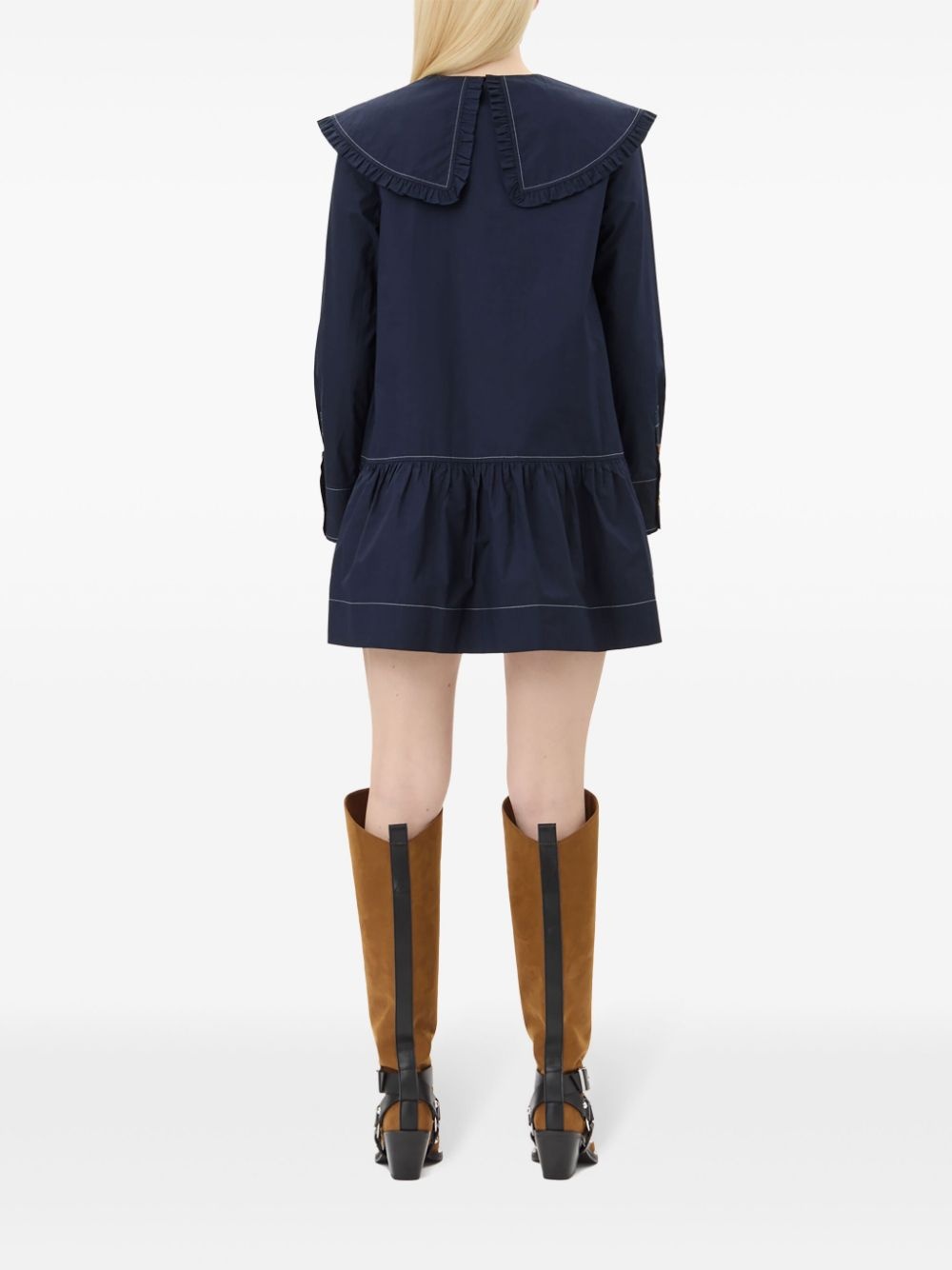 cotton poplin mini dress - 4