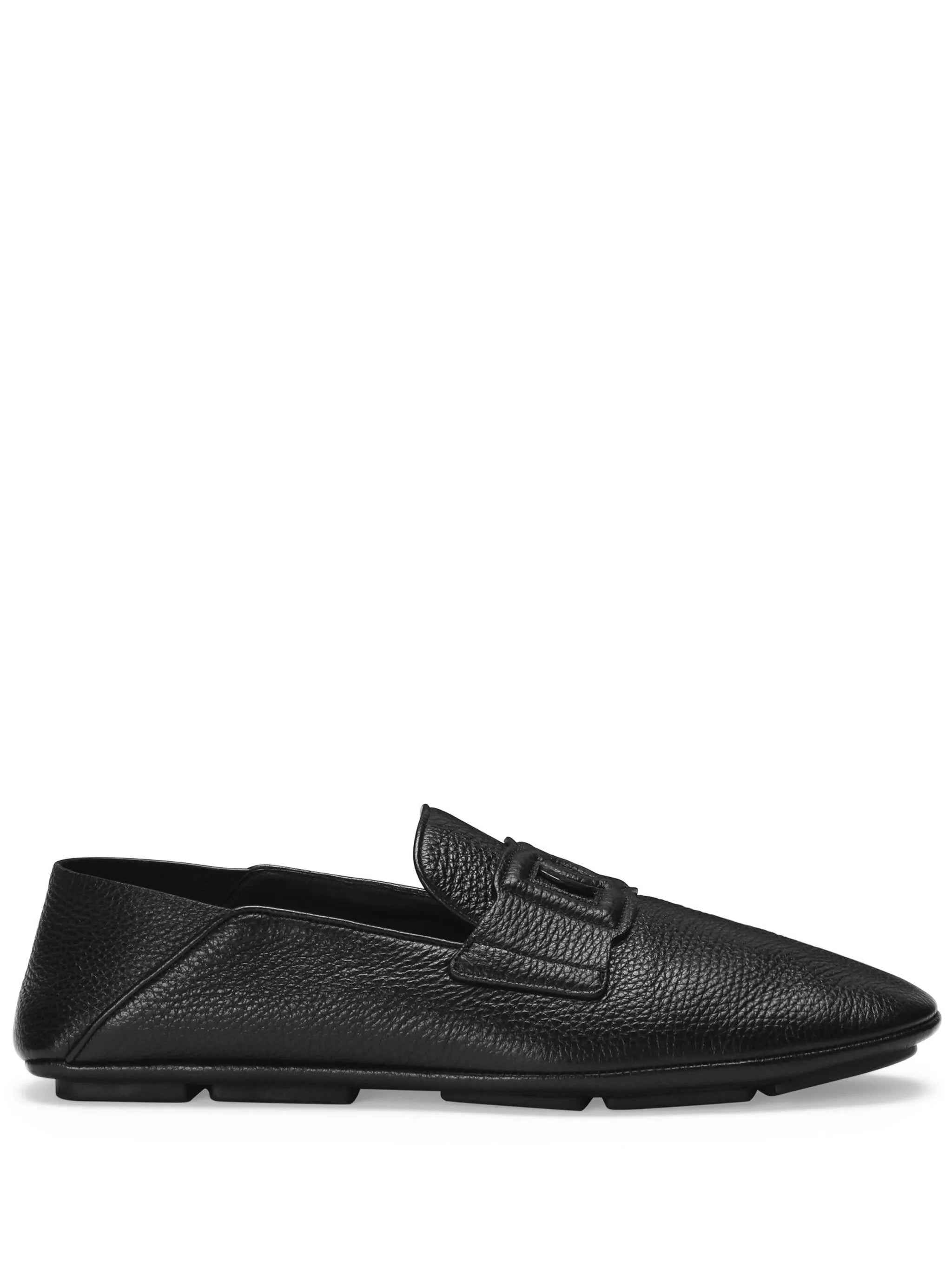 logo-appliqué leather loafers - 1