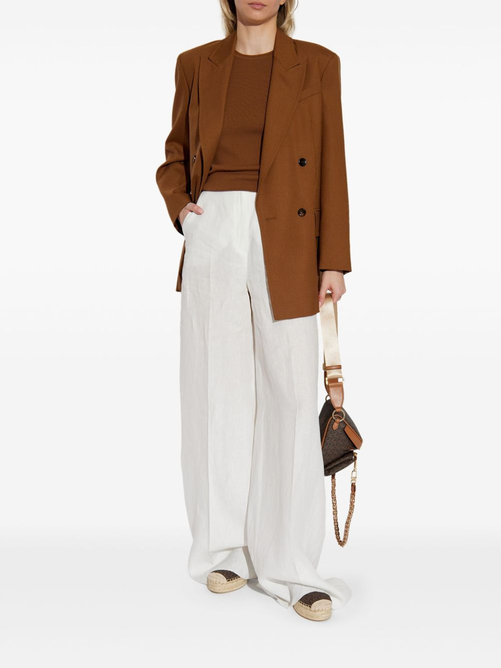 Max Mara Women Linen Wide-Leg Trousers - 5