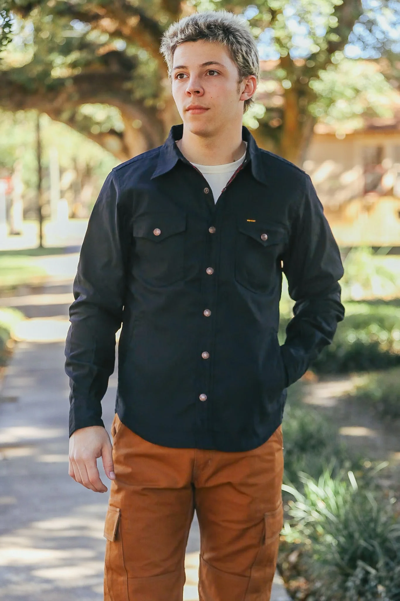 8OZ MILITARY WHIPCORD CPO SHIRT - BLACK IHSH-425-BLK - 1