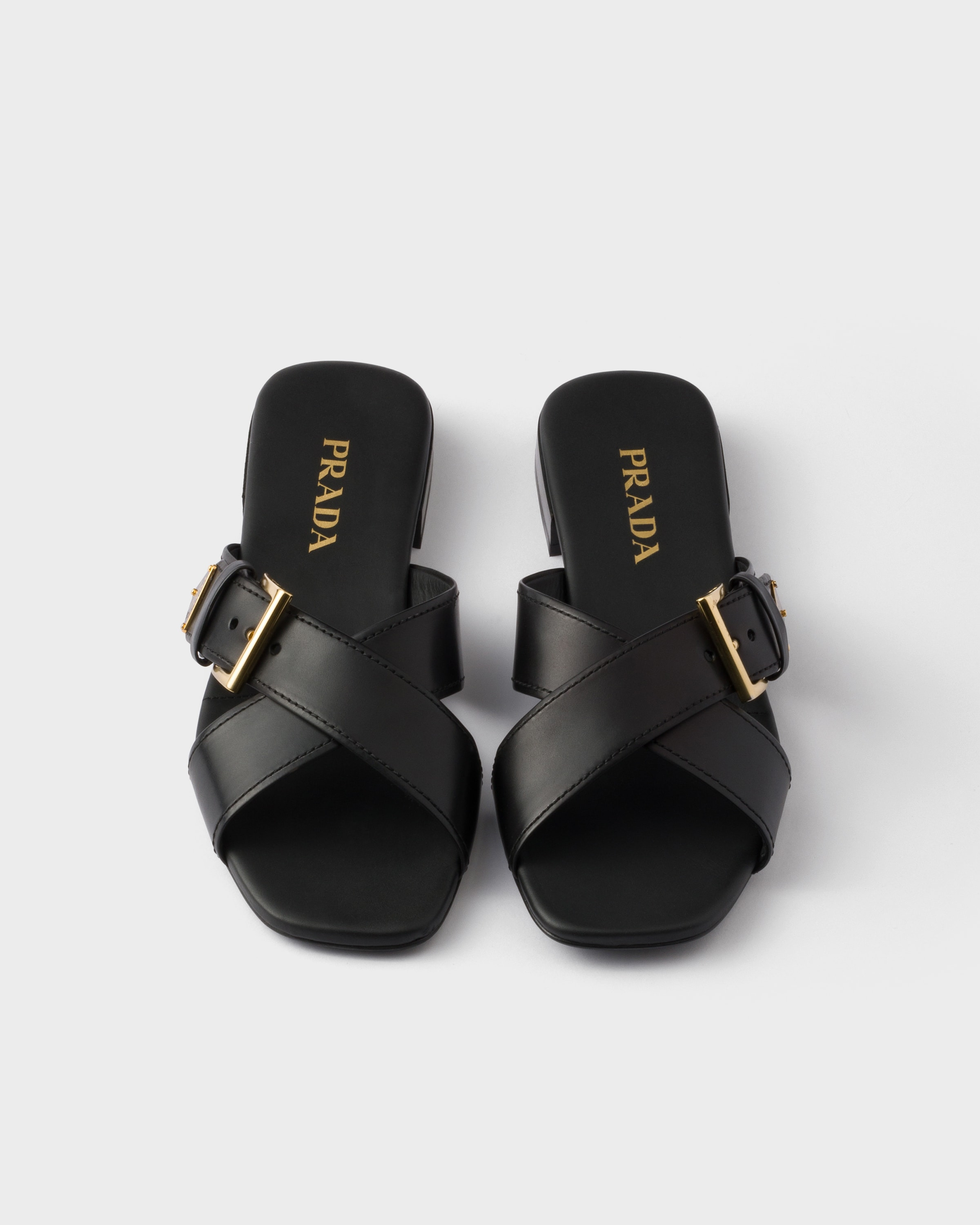 Leather crisscross slides with buckle - 3