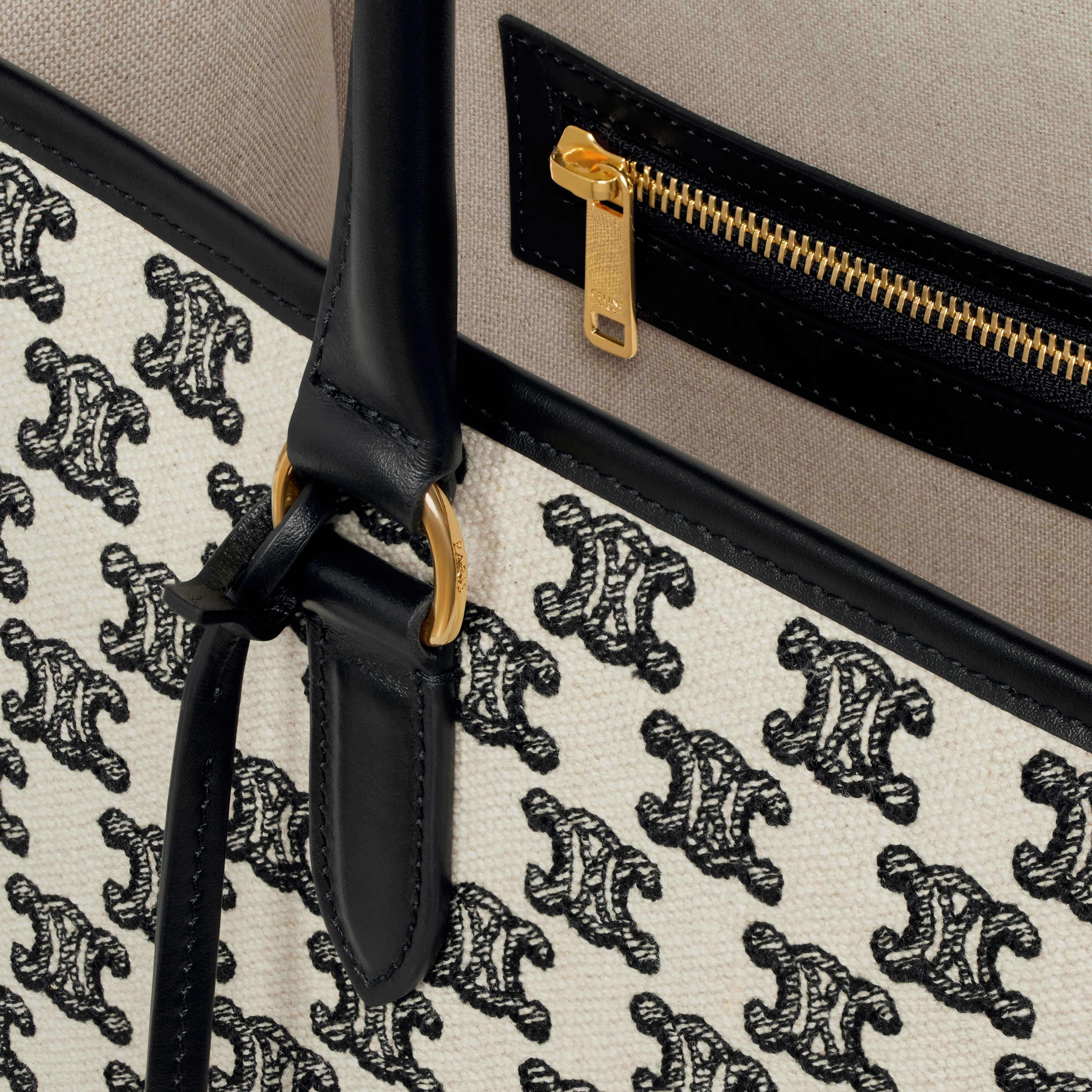Horizontal Cabas in Textile with Triomphe Embroidery - 4