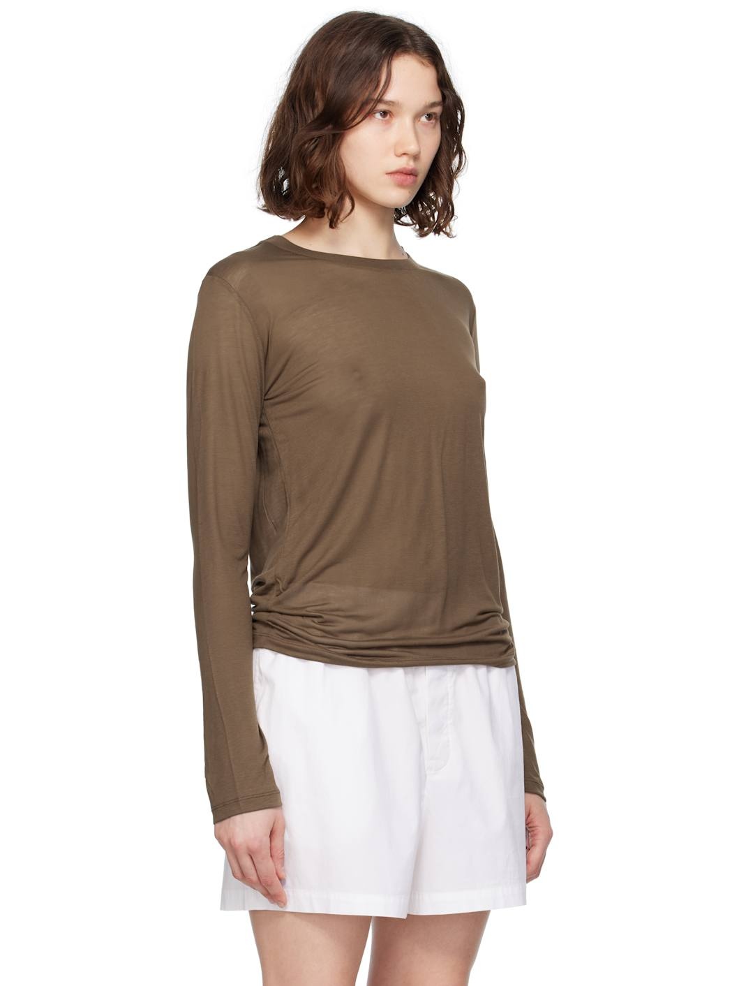 Brown Long Sleeve T-shirt - 2