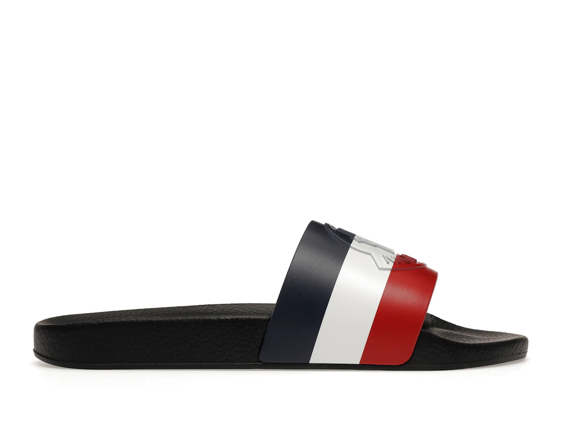 Moncler Basile Pool Slides Black Tricolour - 1