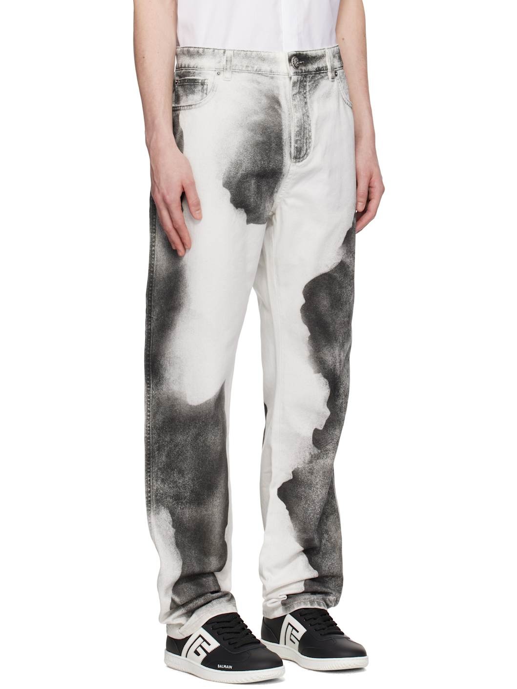 White Regular-Fit Moon Print Jeans - 2