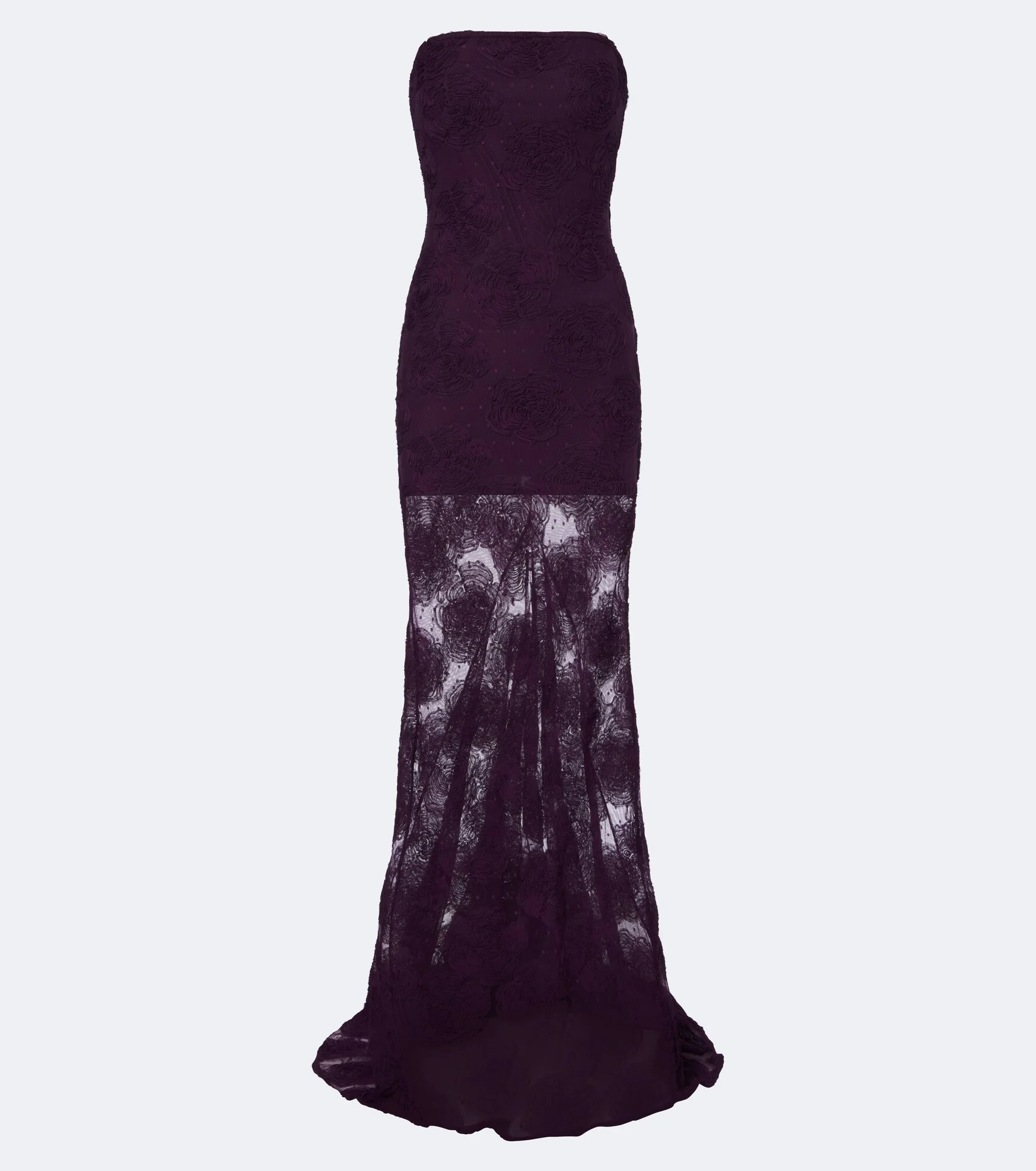 Floral-appliqué tulle gown - 1
