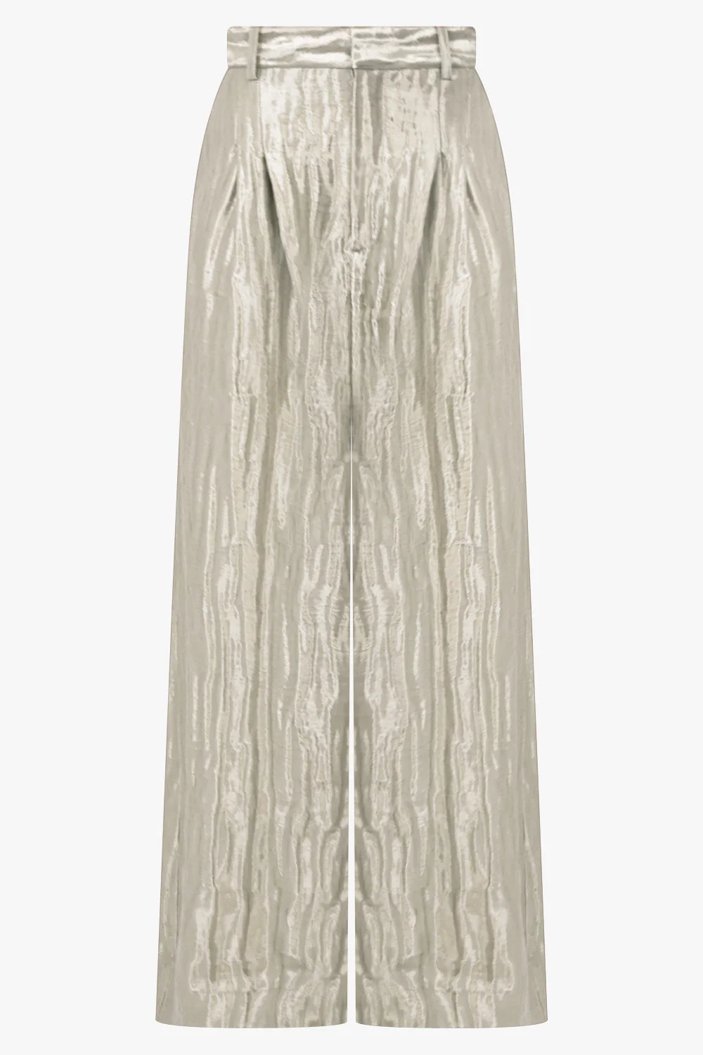 WIDE LEG PLEAT PANT | METALLIC SILVER - 1