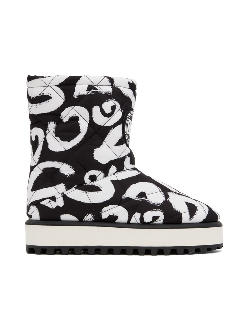 White & Black Graffiti Boots 1