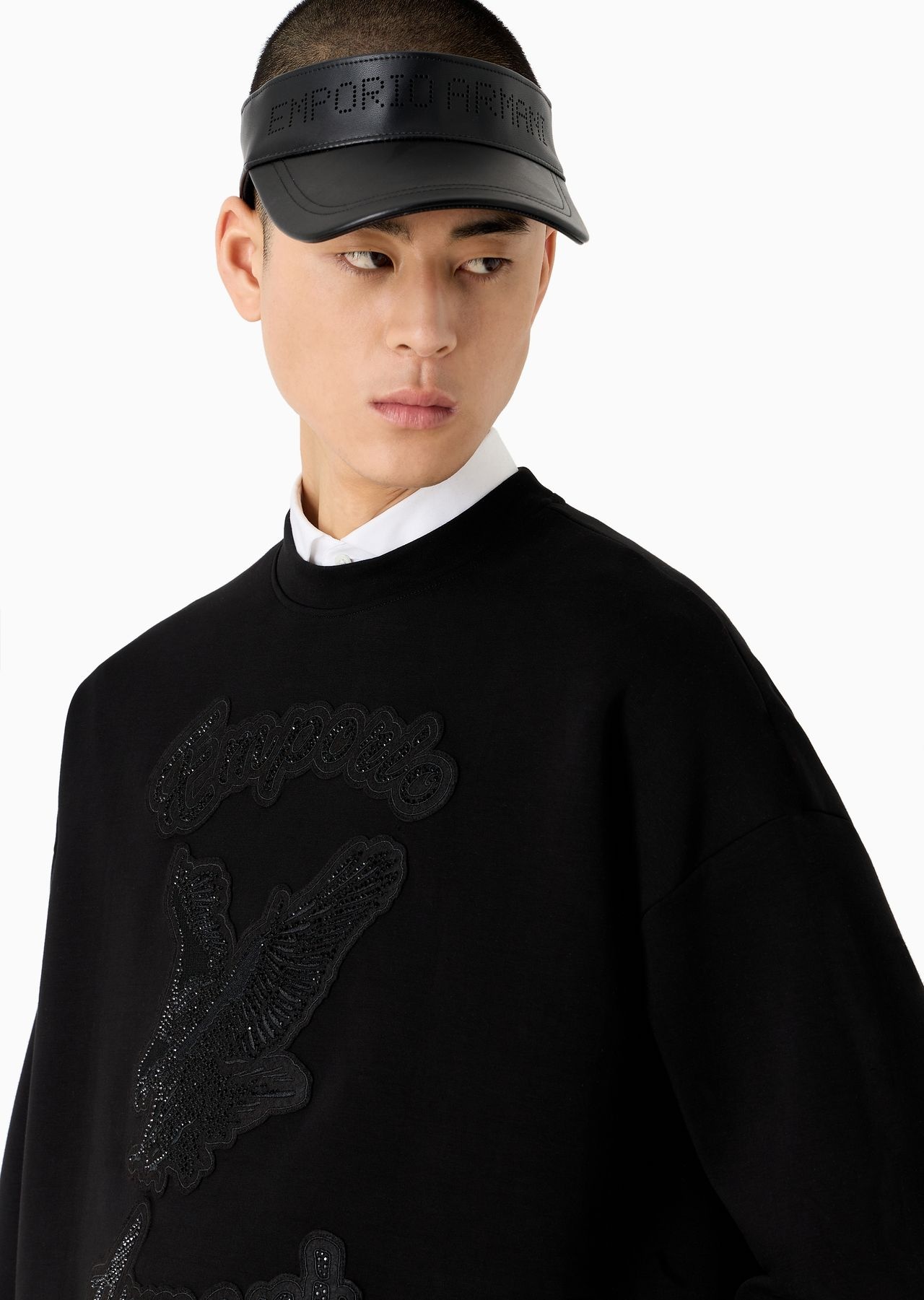 Double-jersey oversize sweatshirt with Clubwear patch and rhinestone embroidery - 5