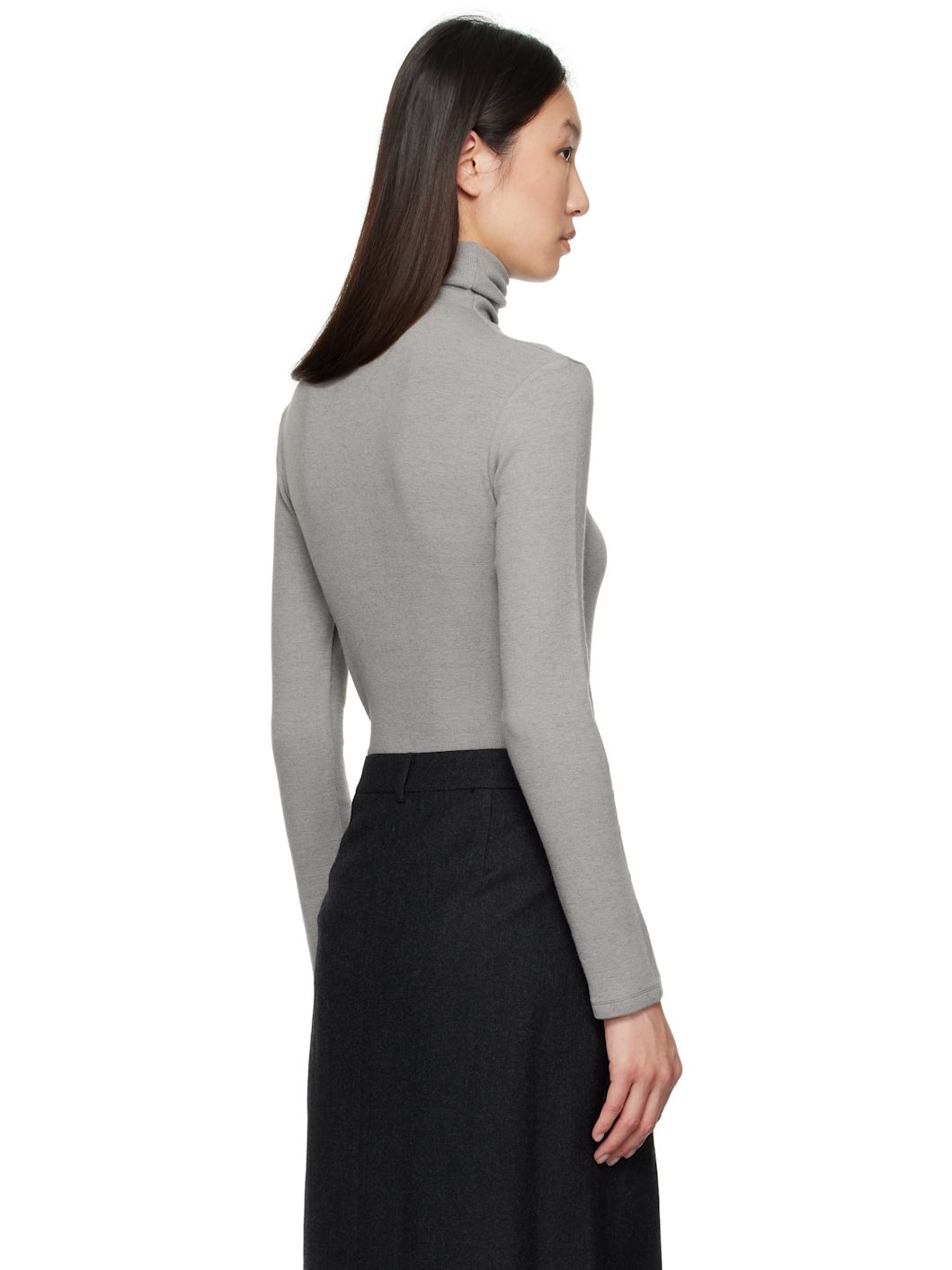 Gray Asymmetrical Turtleneck - 3