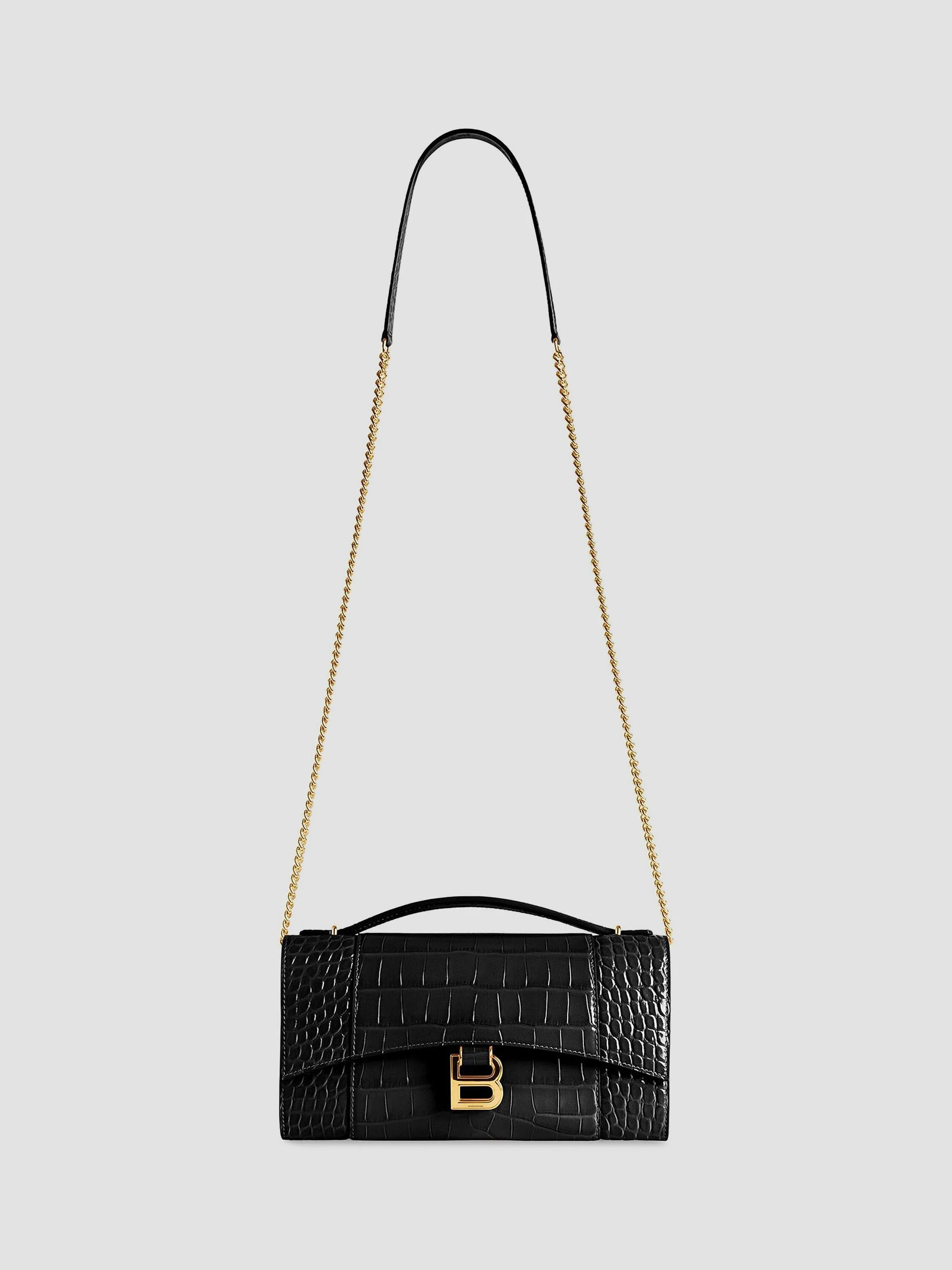 Women's Hourglass Pochette with Chain - Black - 1