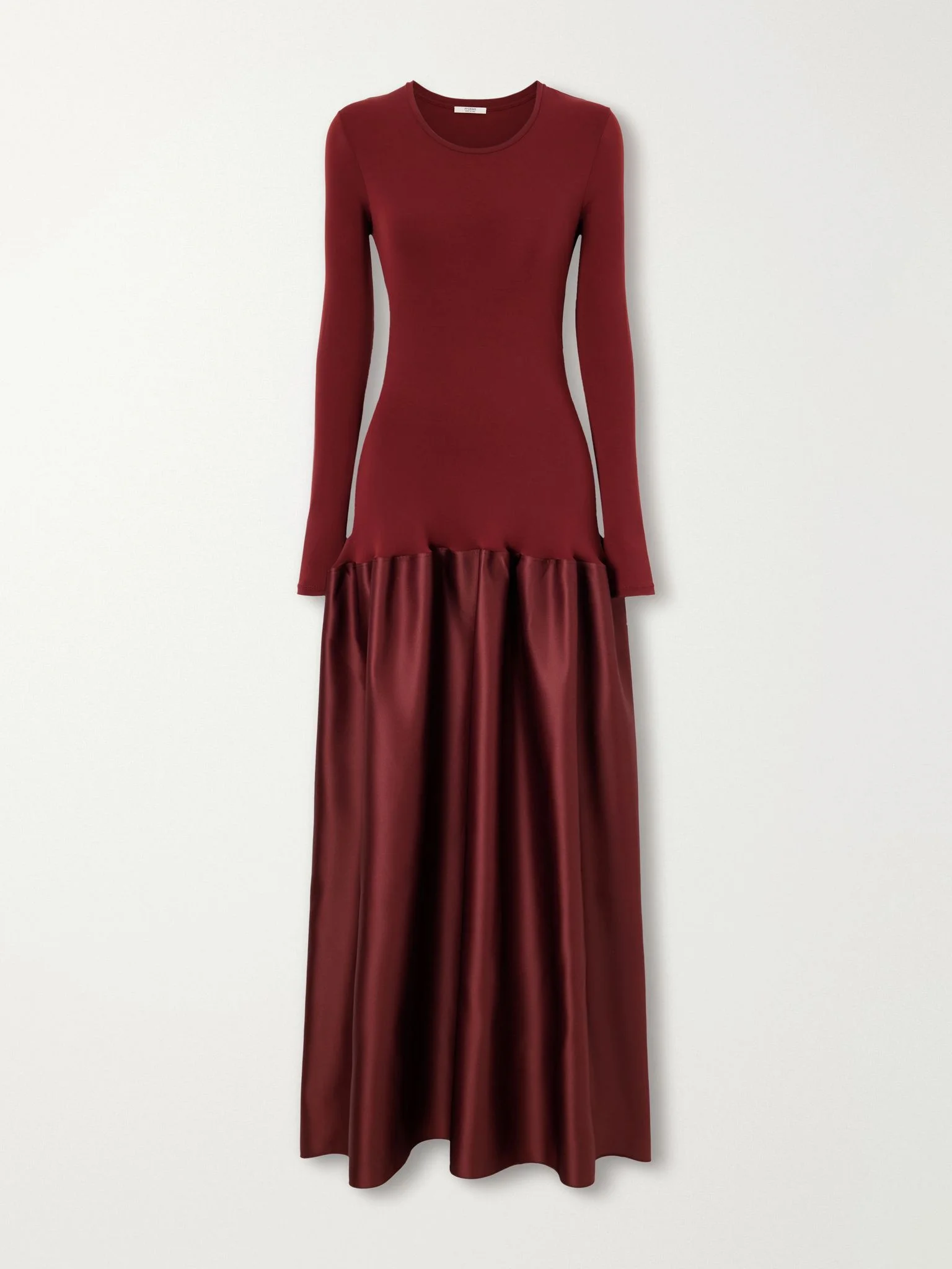 Catrin gathered jersey and duchess-satin maxi dress Red - 1