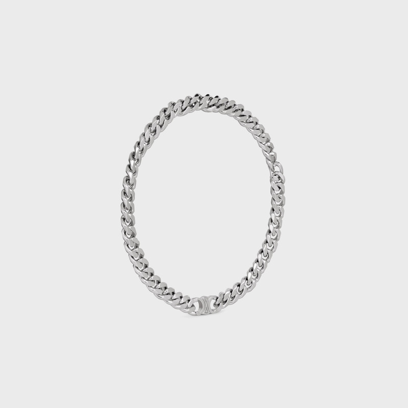 Triomphe Gourmette Necklace in Brass with Rhodium Finish 3