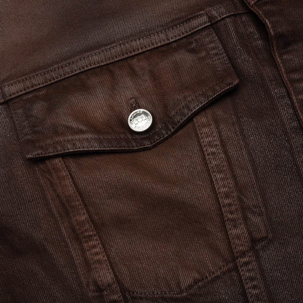 WAXED DENIM TRUCKER JACKET - BROWN WASH - 4