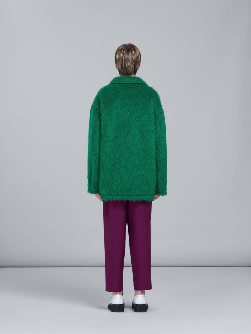 GREEN RATINÉ CHECK CABAN COAT 3