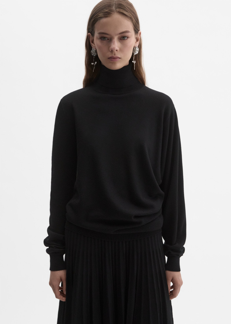 MAGDA BUTRYM Wool draped turtleneck in black outlook