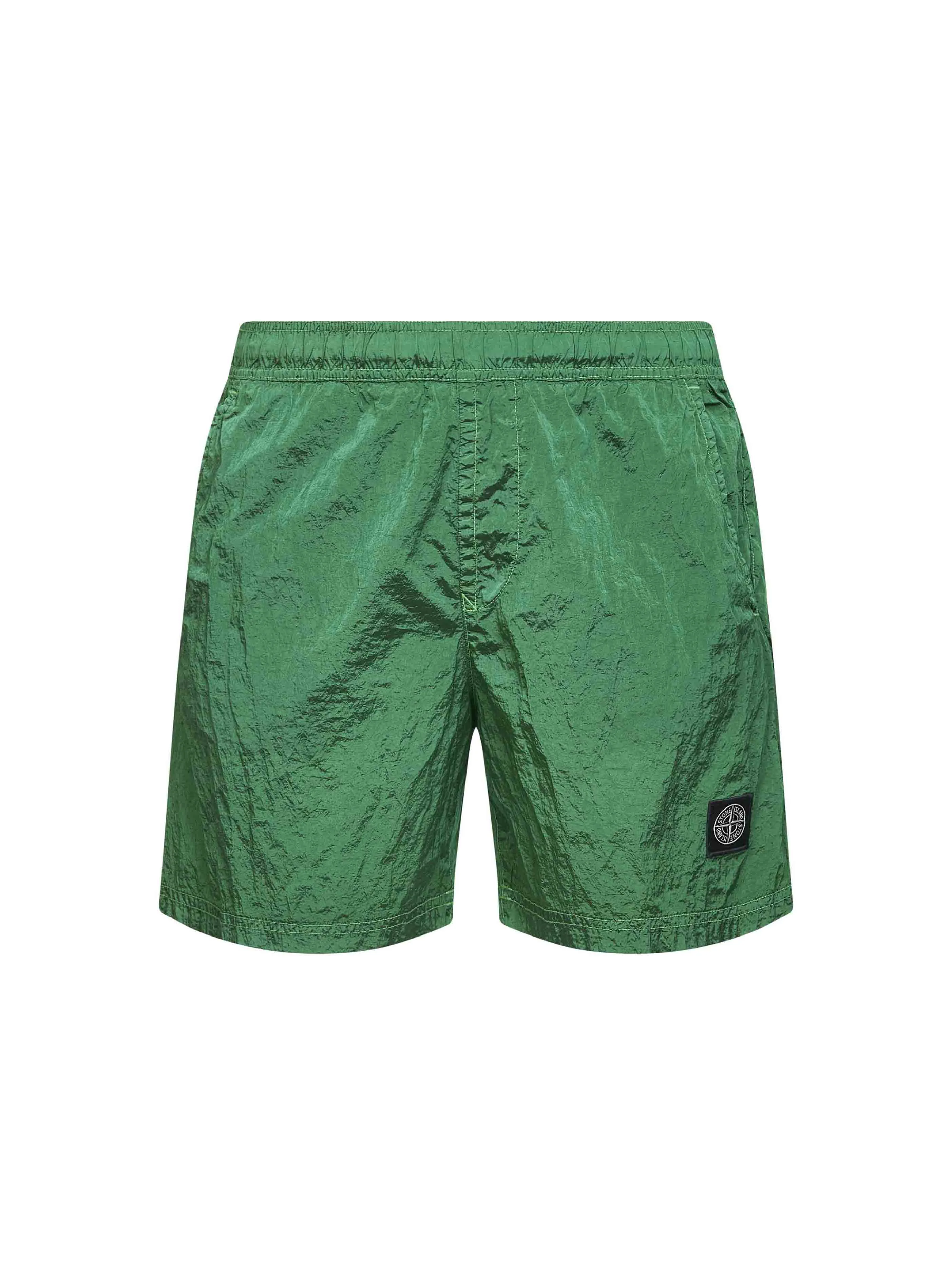 Malachite green Nylon Metal swim shorts - 1