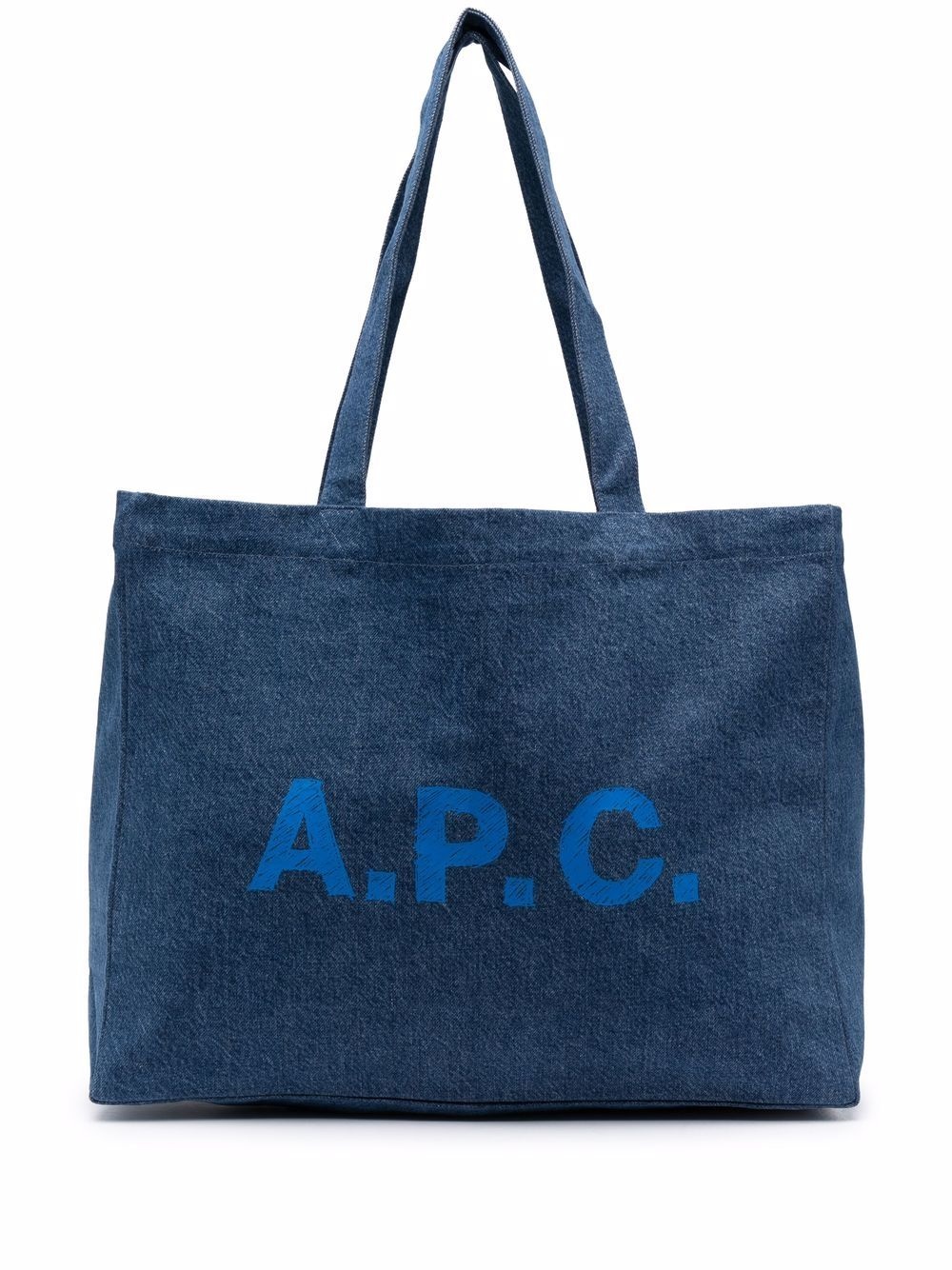 logo-print denim tote bag - 1