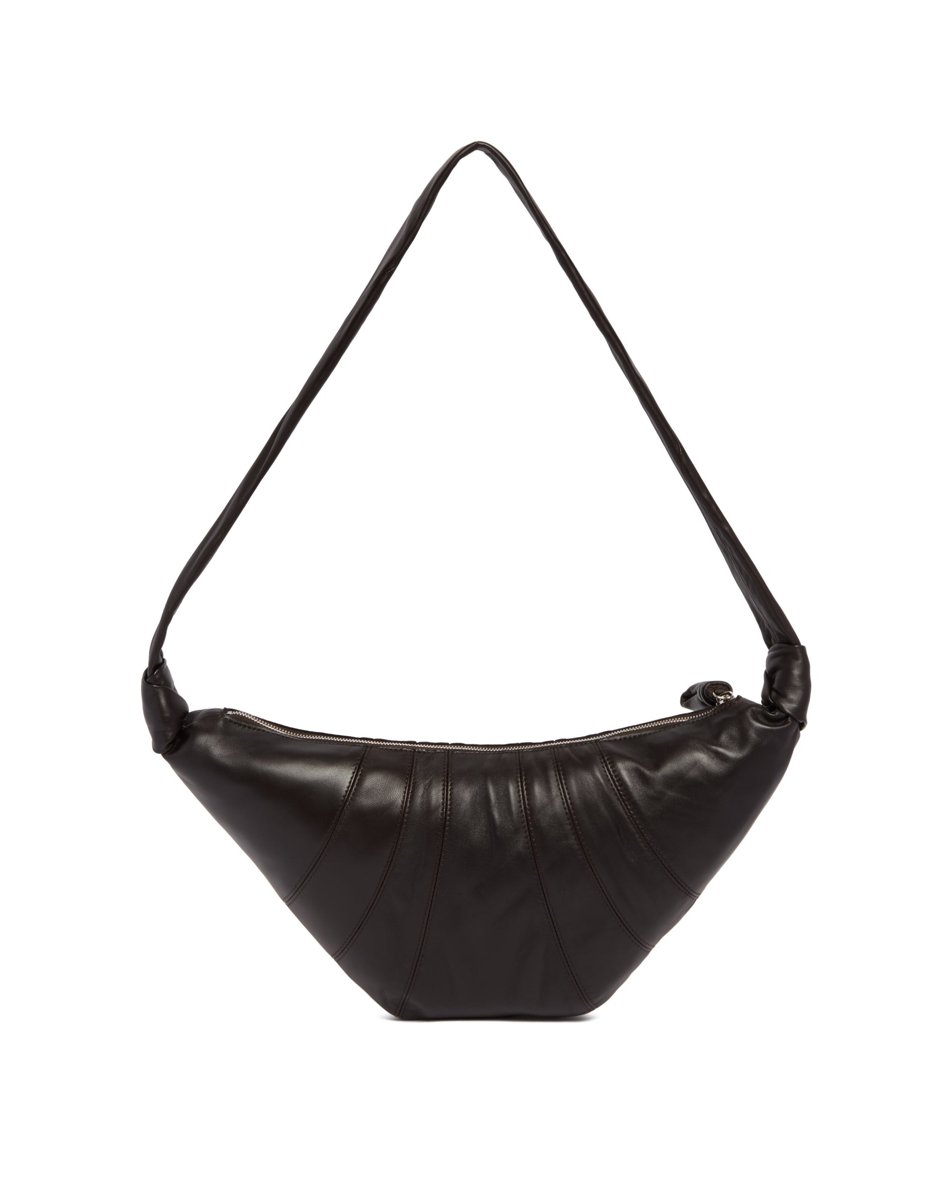 Brown Medium Leather Croissant Bag - 6