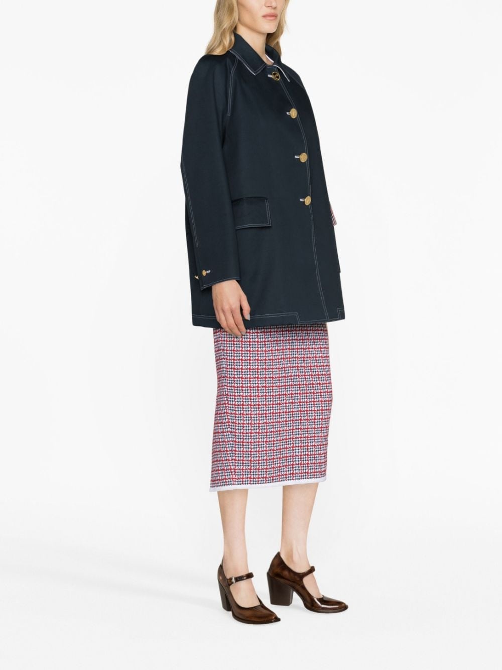 RWB-stripe cropped car coat - 4